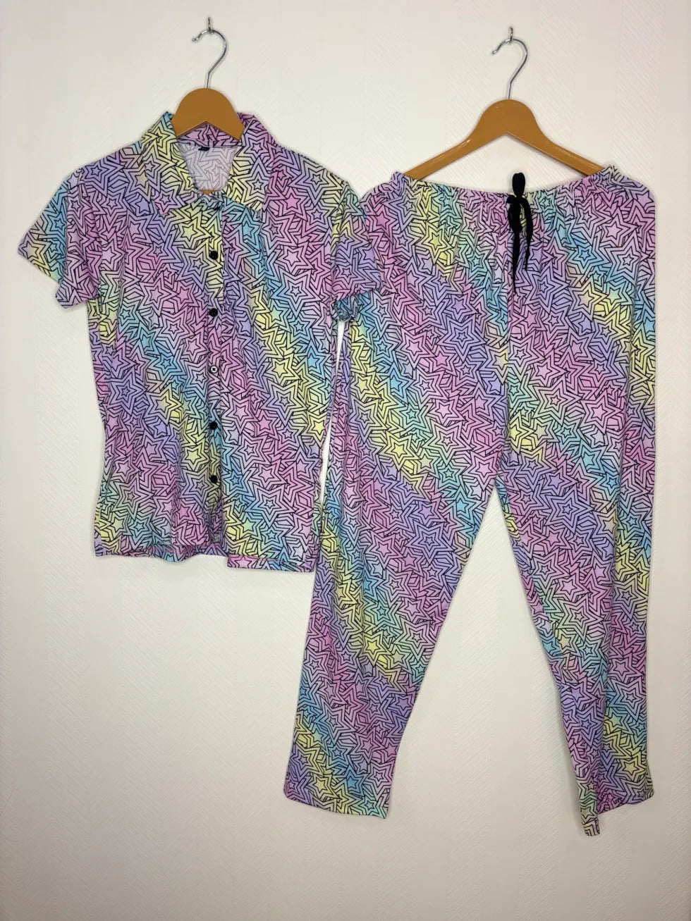 Spun Fabric Multi-Color with Scribble Printed Shirt and Pant Coords