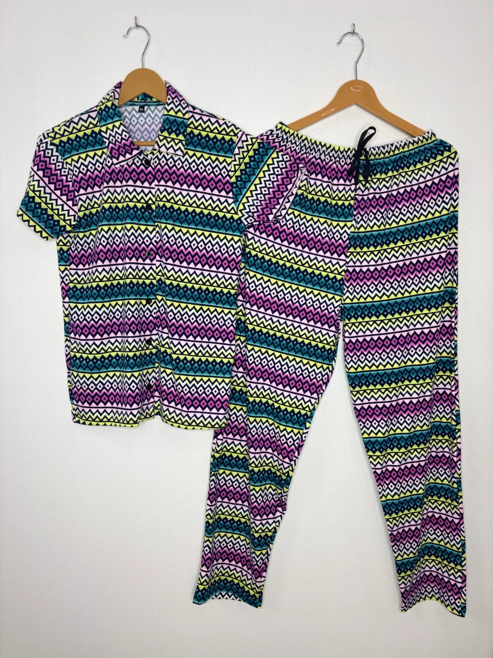 Spun Fabric Multicolor with Geometric Printed Shirt and Pant Coords