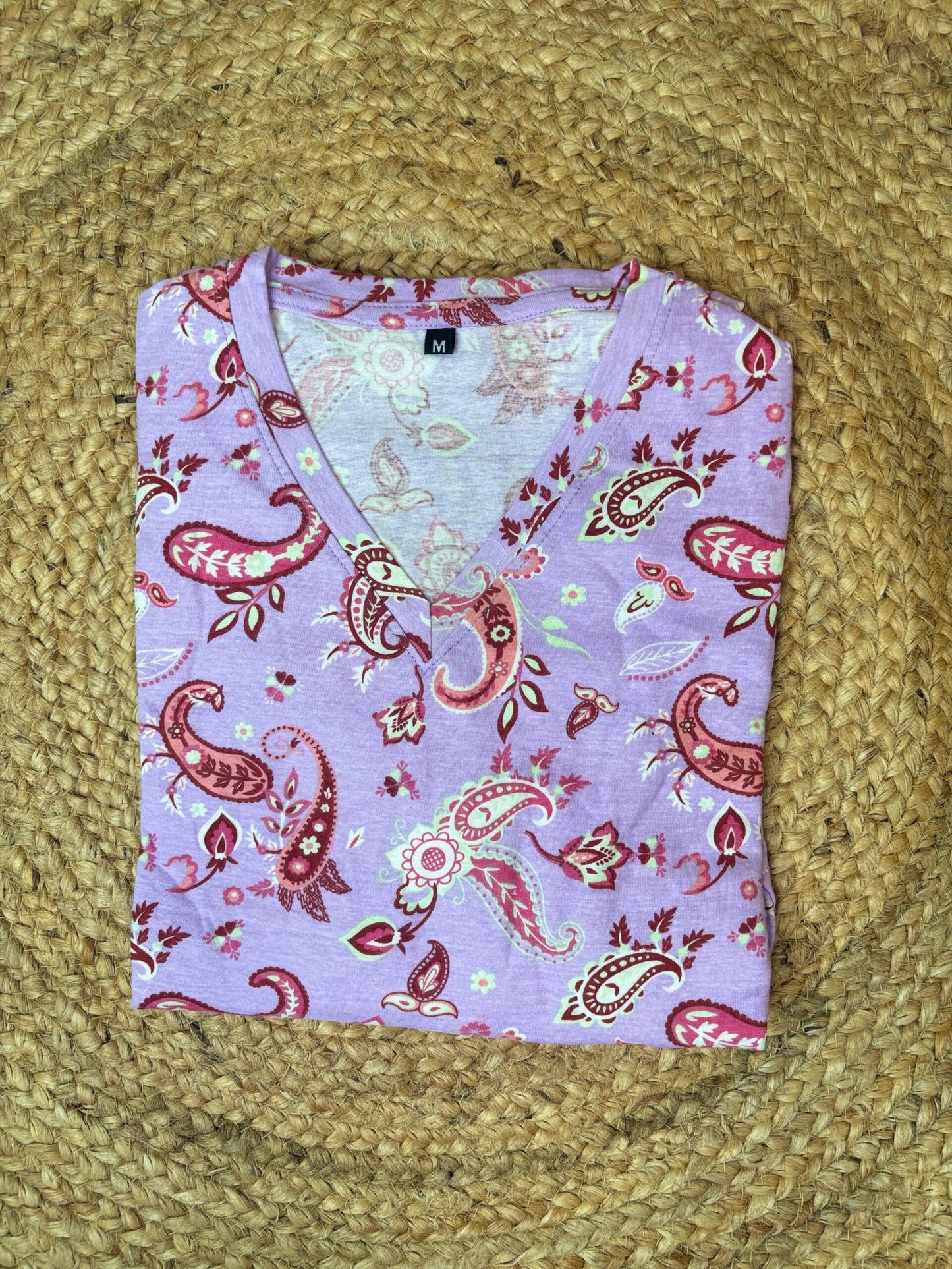 Purple Red Leaf Shapes Printed Lounge Frock