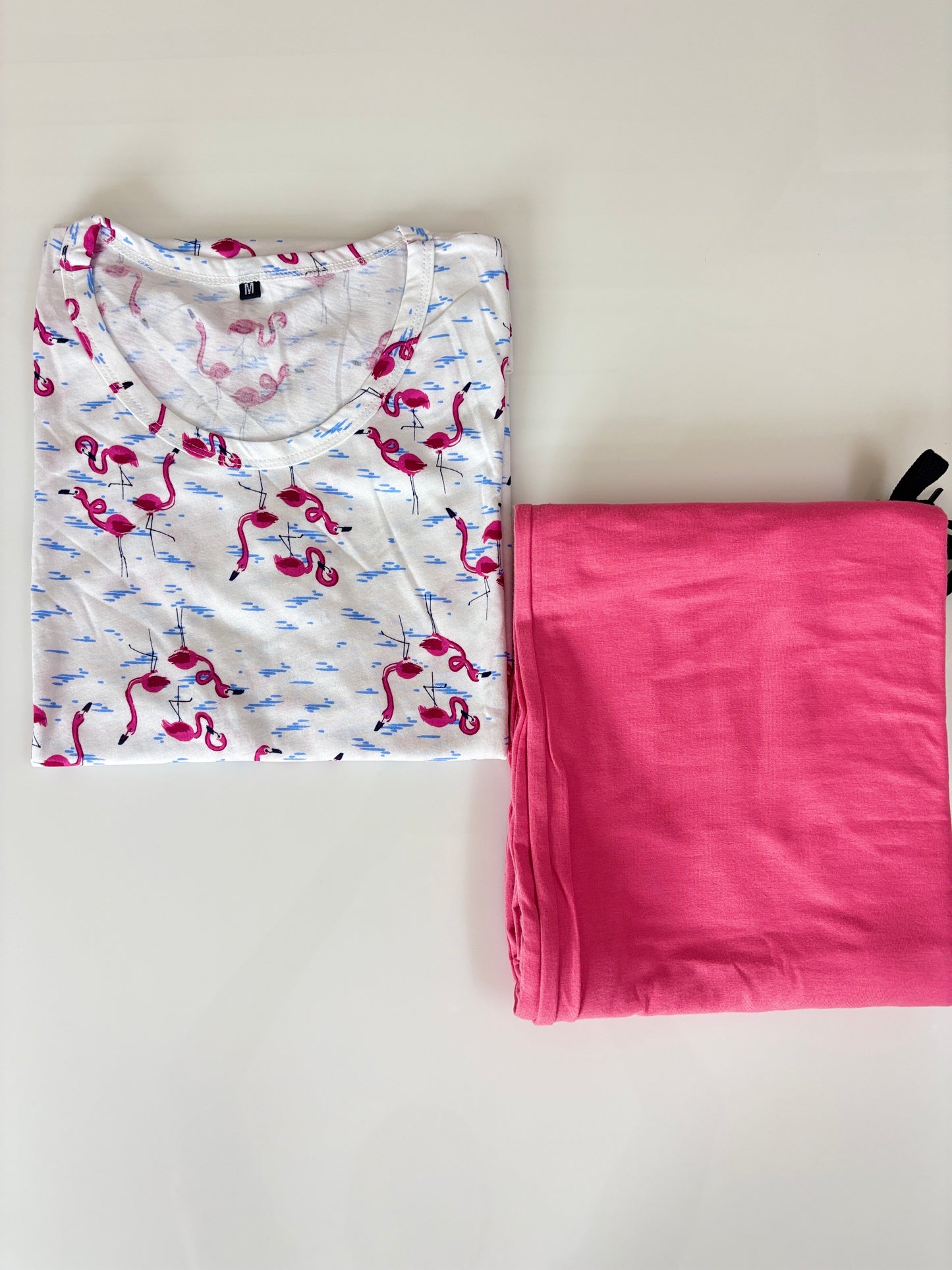 White Flamingo Print T-shirt with Palazzo