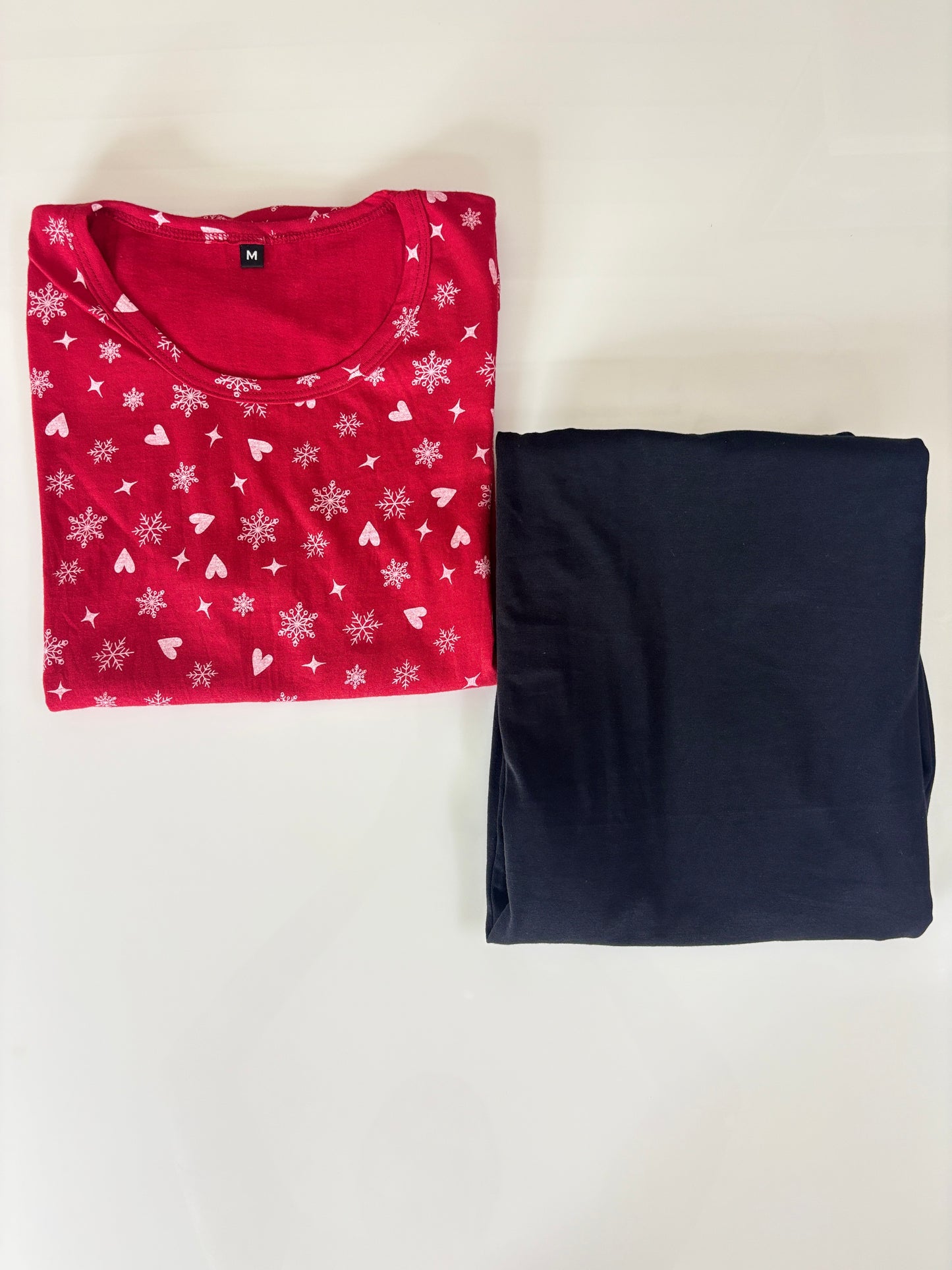 Red Snowflake Print T-shirt with Palazzo