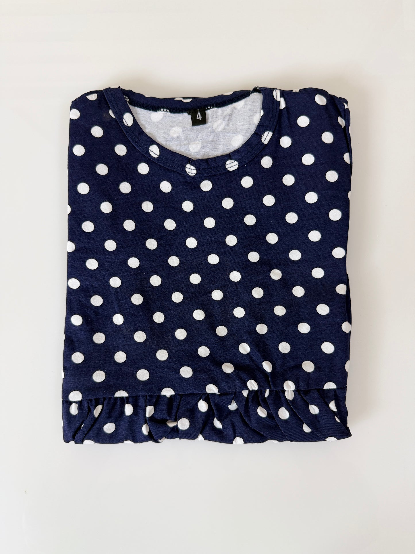 Navy Blue Polka Dot Print Kids Frock