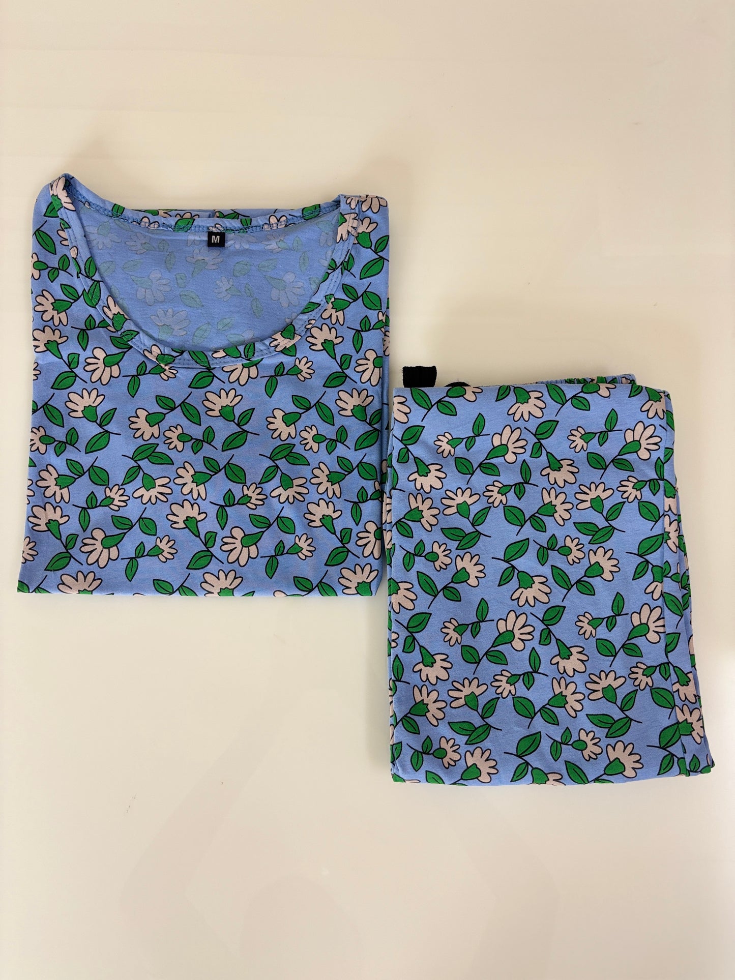 Women's Sky Blue Wildflower Print Lounge T-Shirt & Pant Set