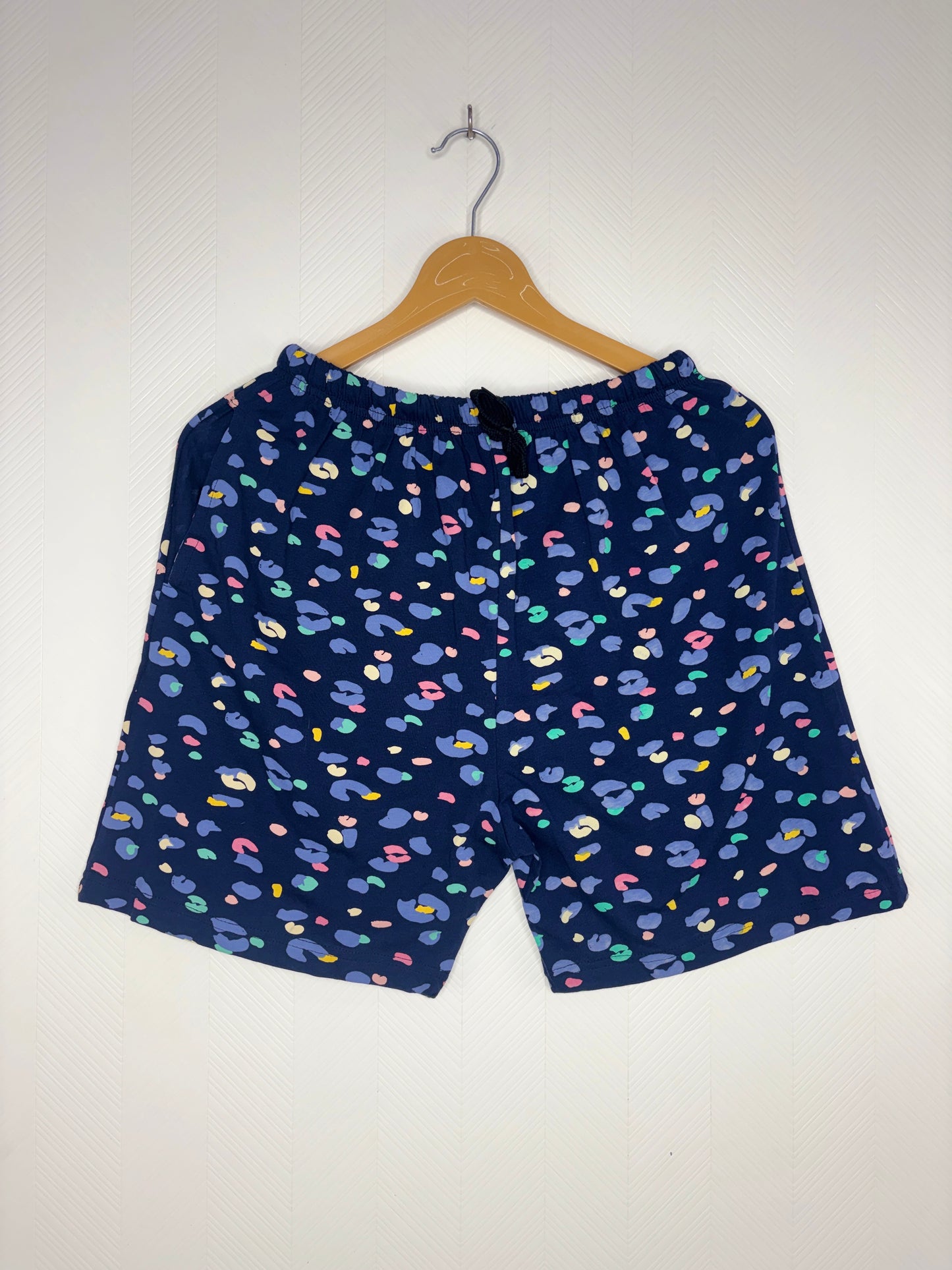 Navy Blue Abstract Leopard Print Women's Shorts