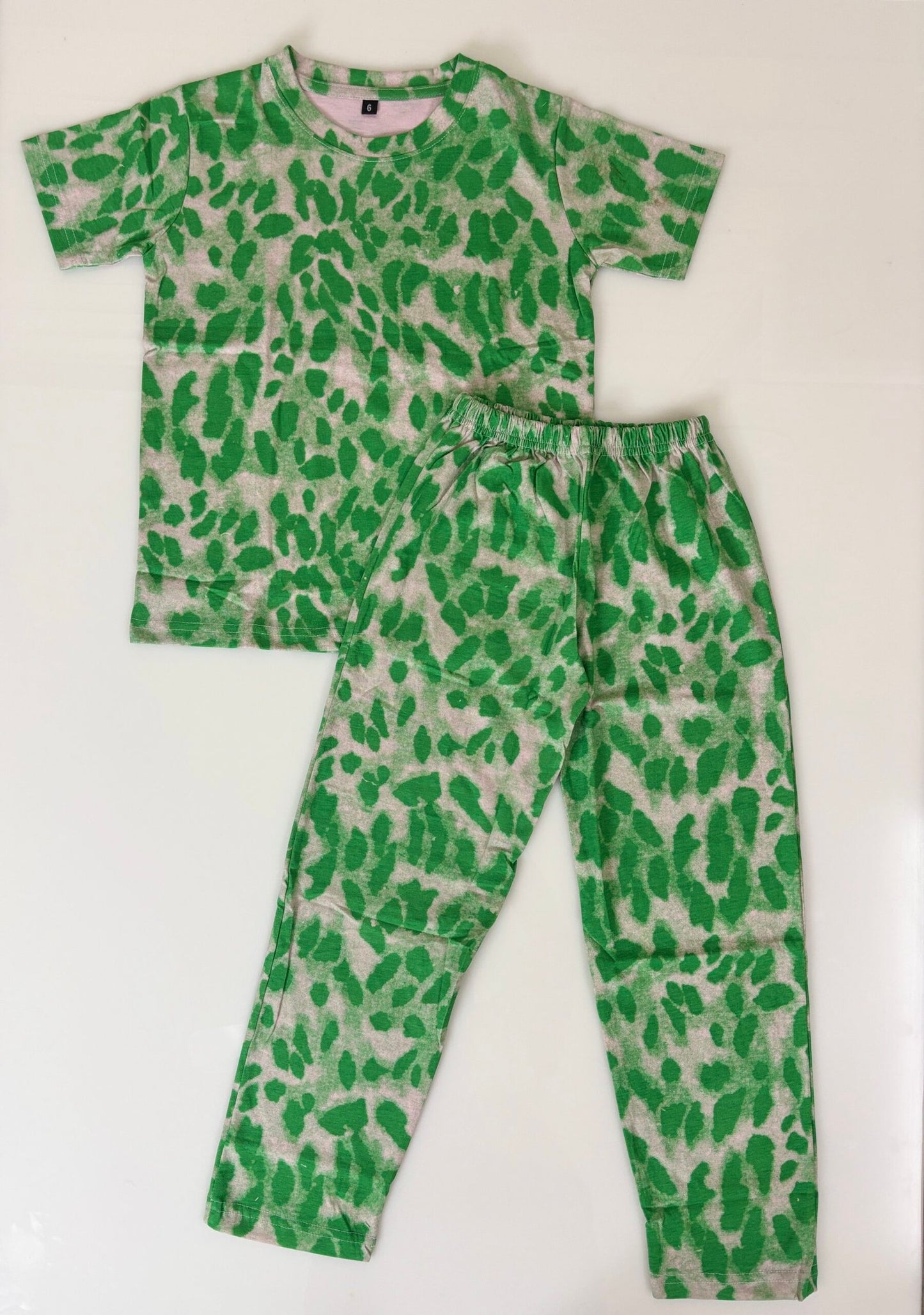 Green Hand-Block Printed T-Shirt and Pant Co-ords