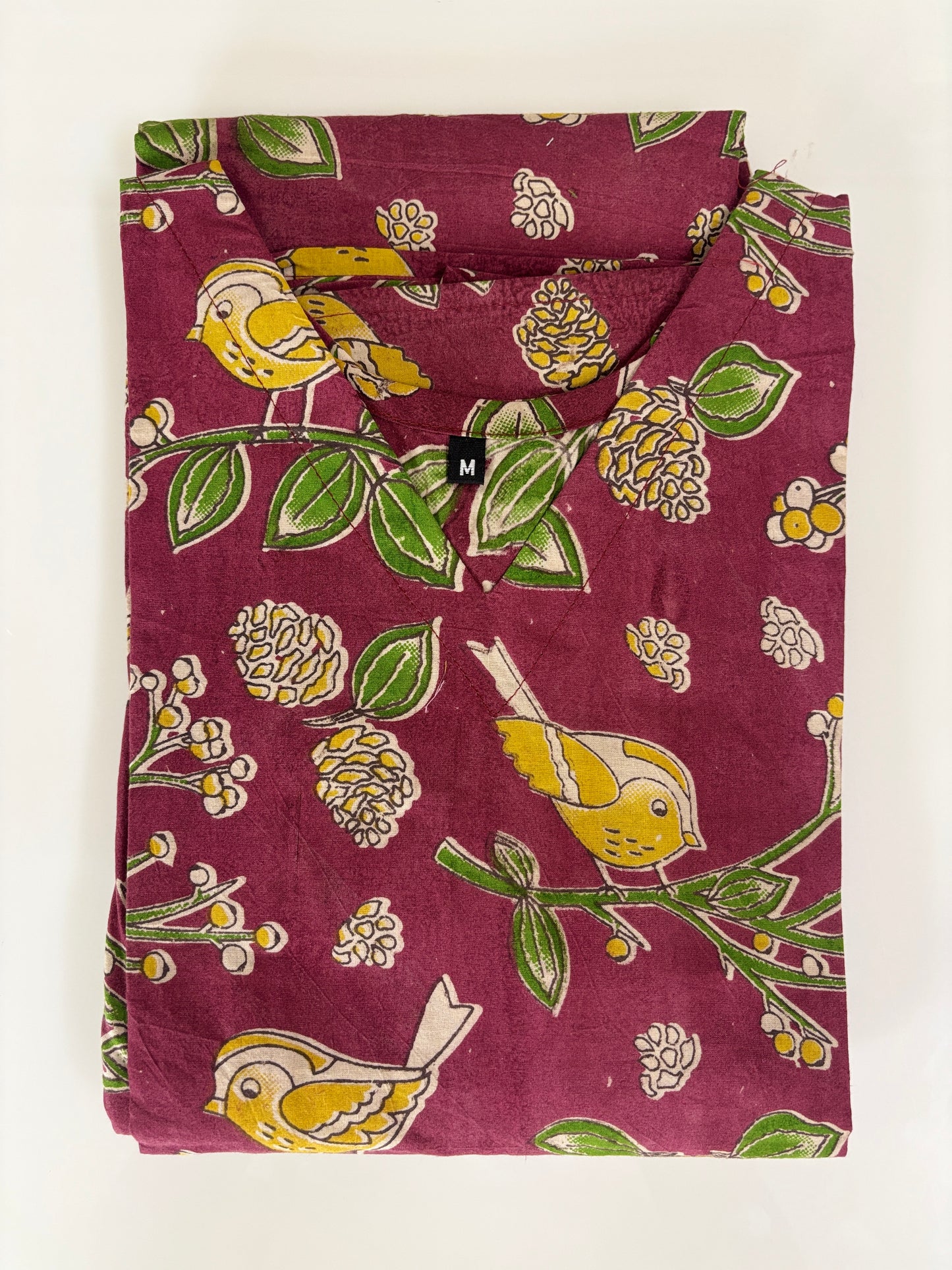 Kalamkari printed cotton frocks wine botanical print