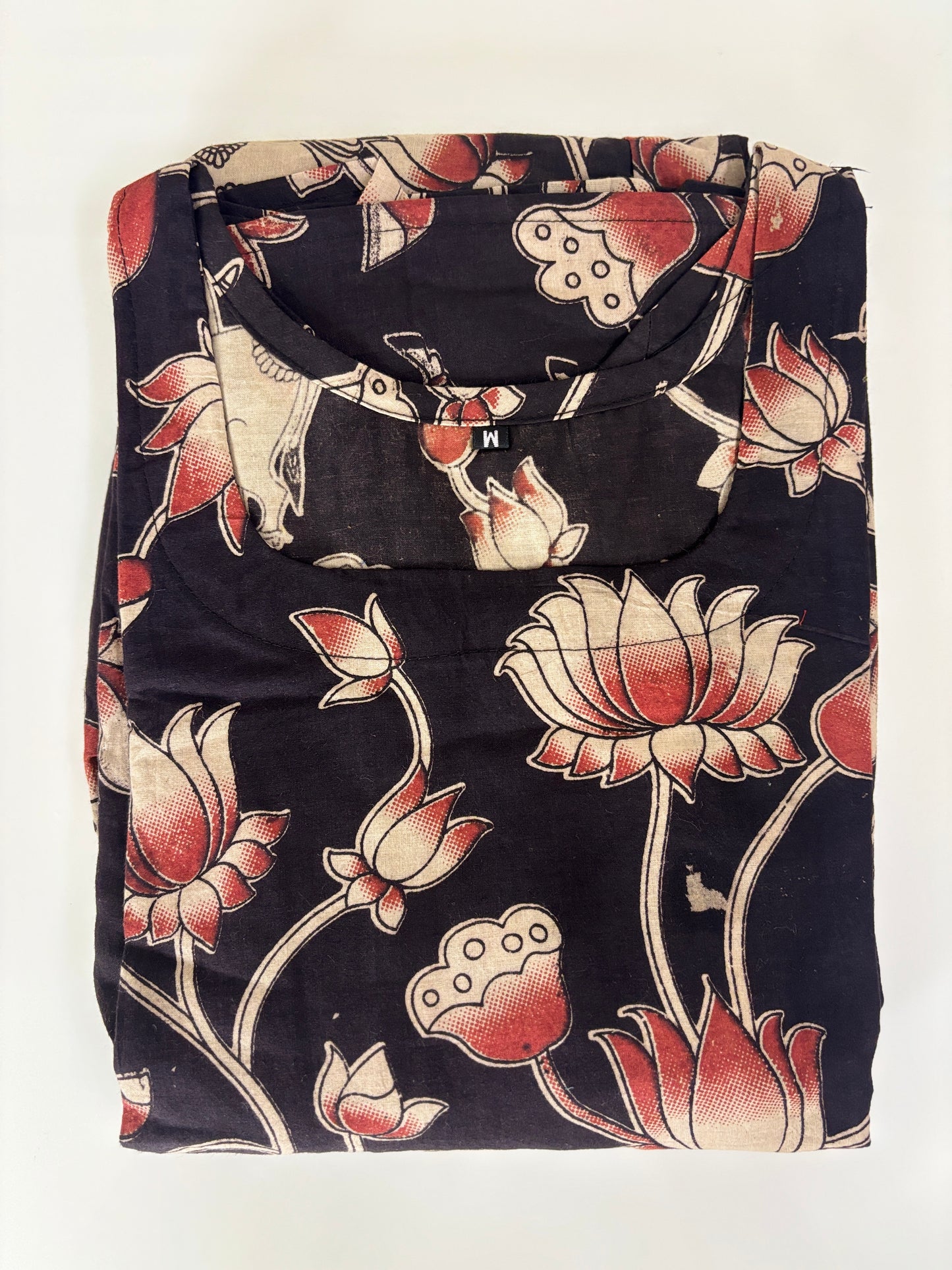 Kalamkari printed cotton frocks khaki elegant floral print