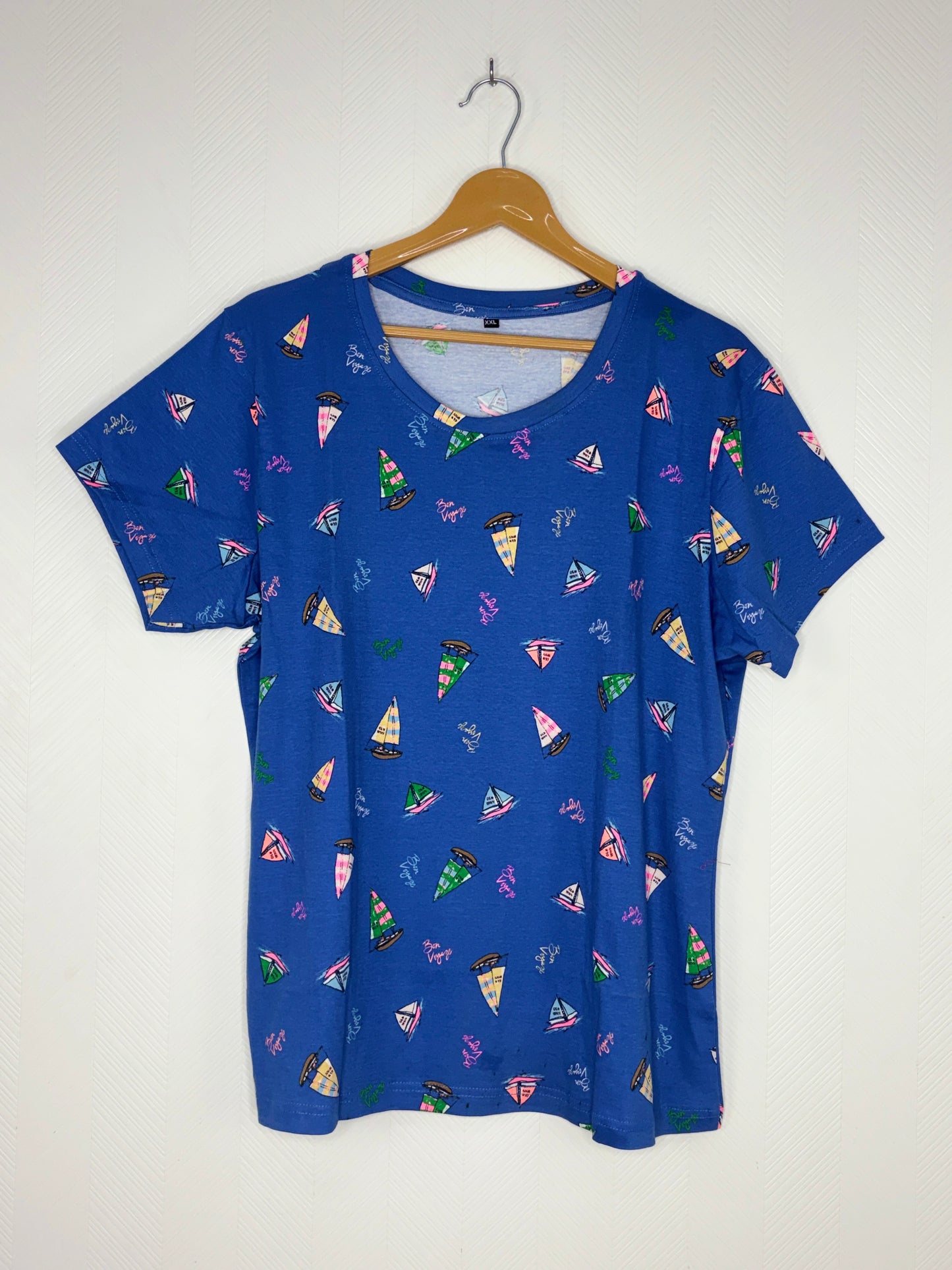 Blue Sailboat Print Women's T-Shirt