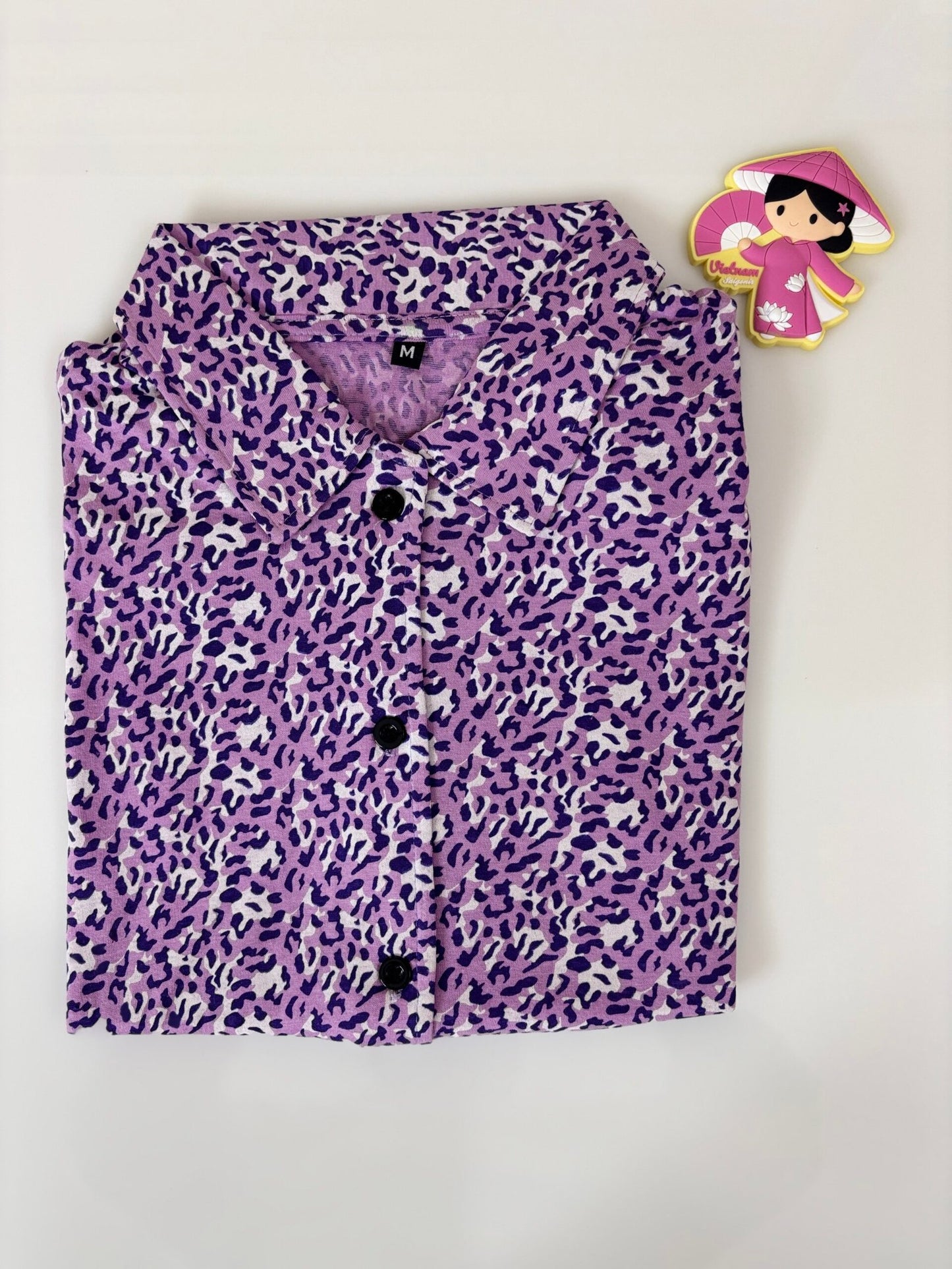 Plum Purple Ditcy Printed Front Open Long Tunic