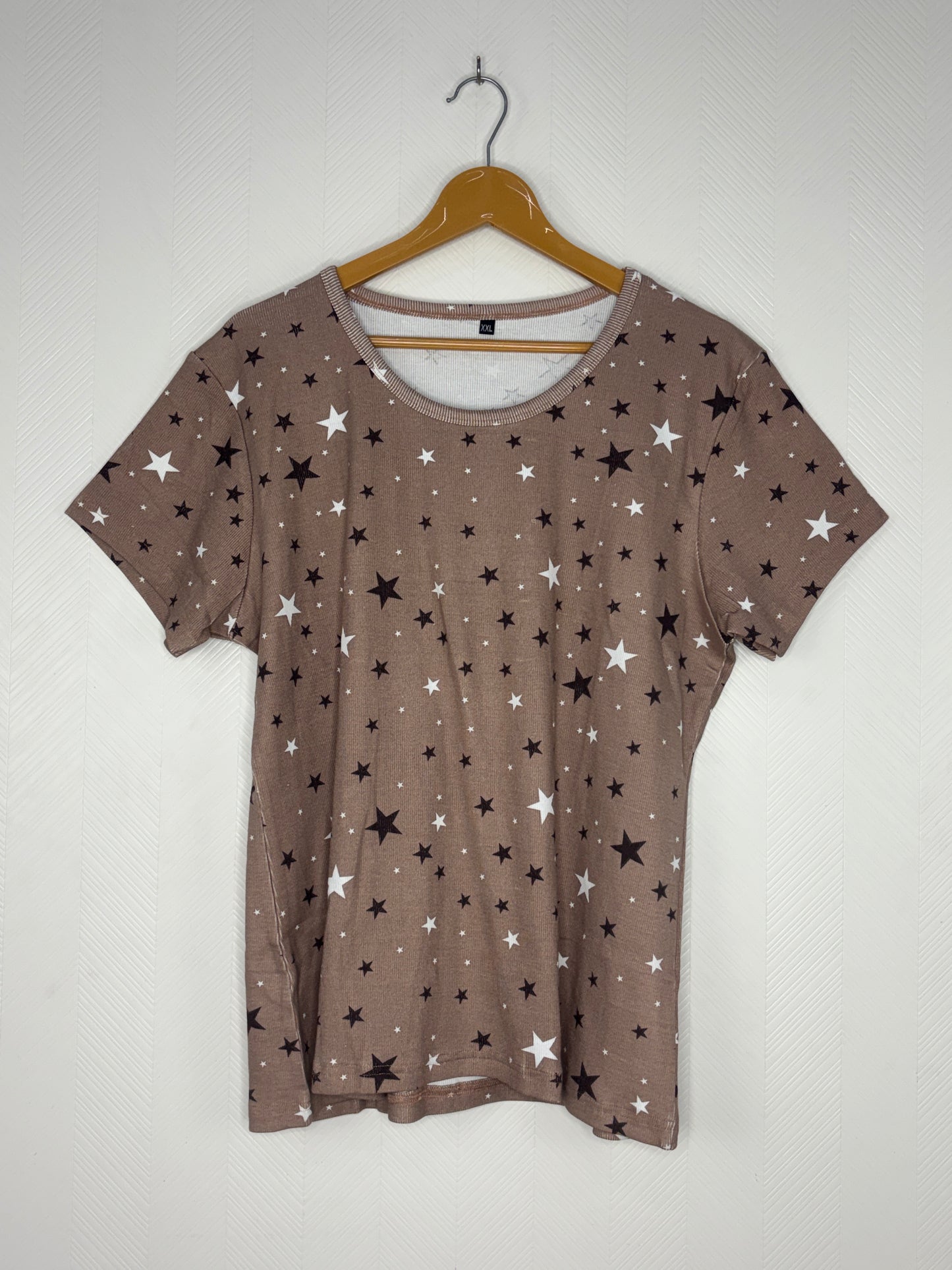 Brown Star Print Women's T-Shirt