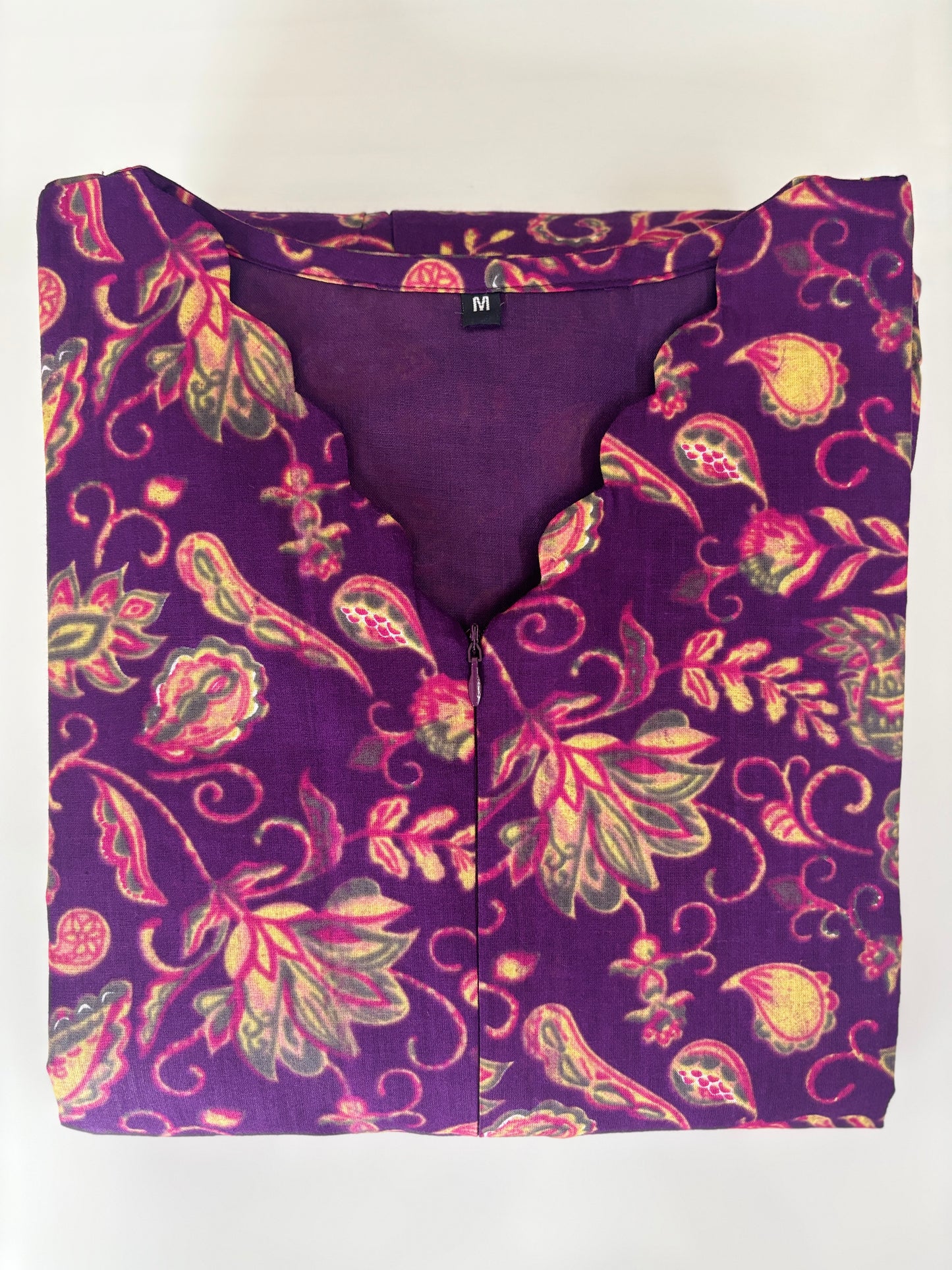 Plum Paisley Center Zip Cotton Maxi