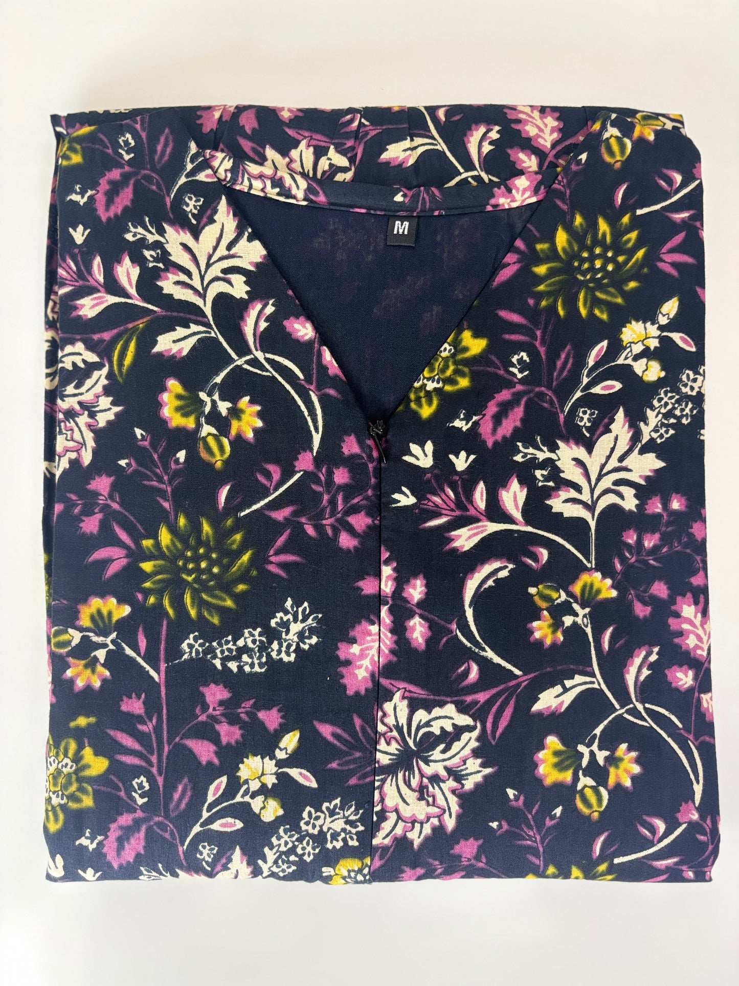 Midnight Wildflower Center Zip Cotton Maxi