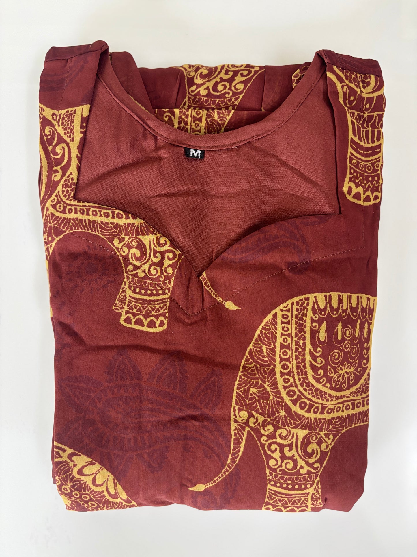 Maroon Elephant Print Georgette Non-Feeding Gown