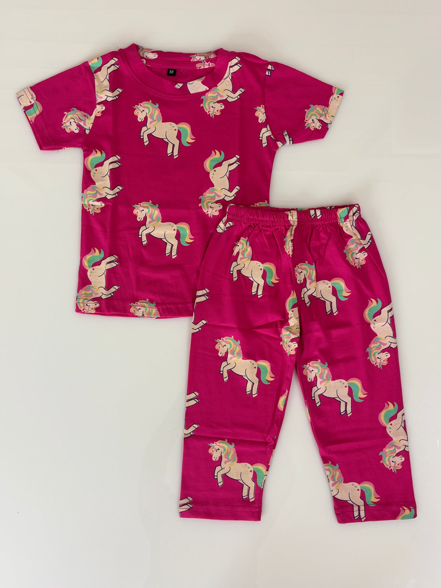 Kids Pink Unicorn Print T-Shirt & Pants Co-ord Set