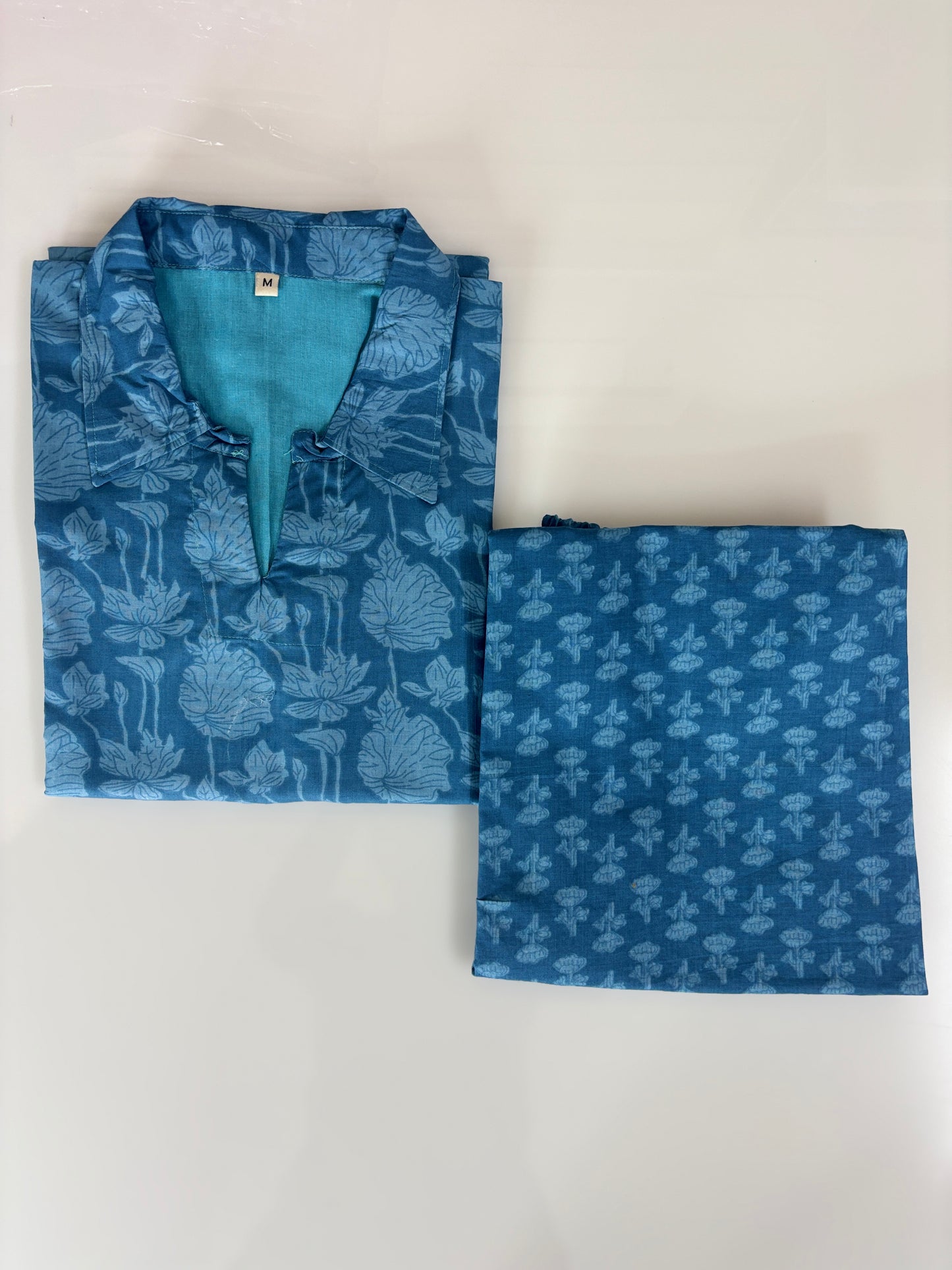 Teal Blue Botanical Printed Co-ords