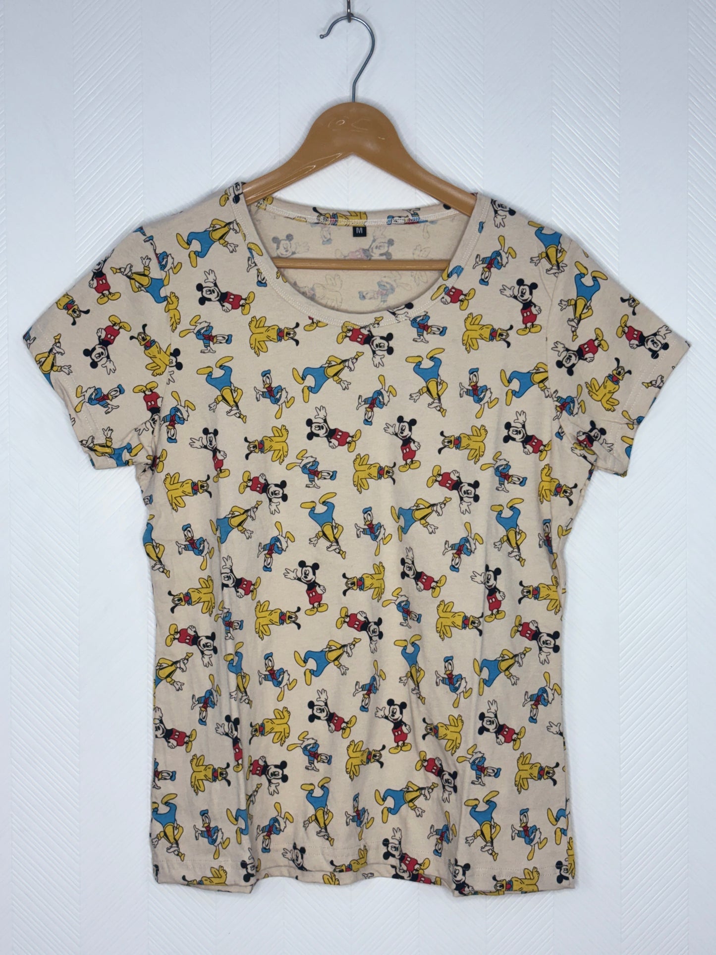 Beige Cartoon Character Print Women’s T-Shirt
