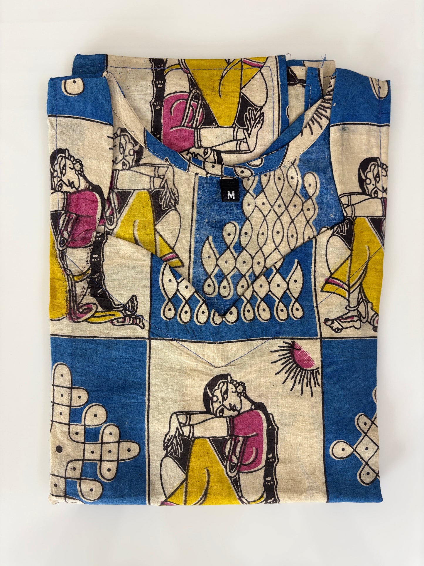 Kalamkari Royal Blue Traditional Cotton Long Top