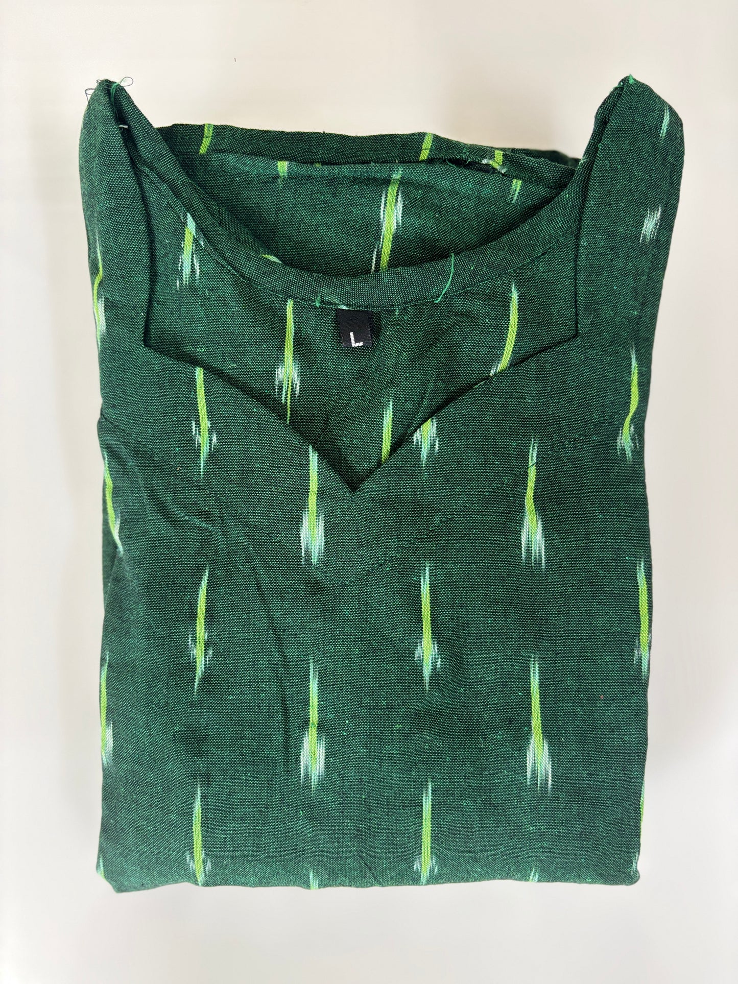 Emerald Green Golden Ikat Dash Budget Friendly Frock