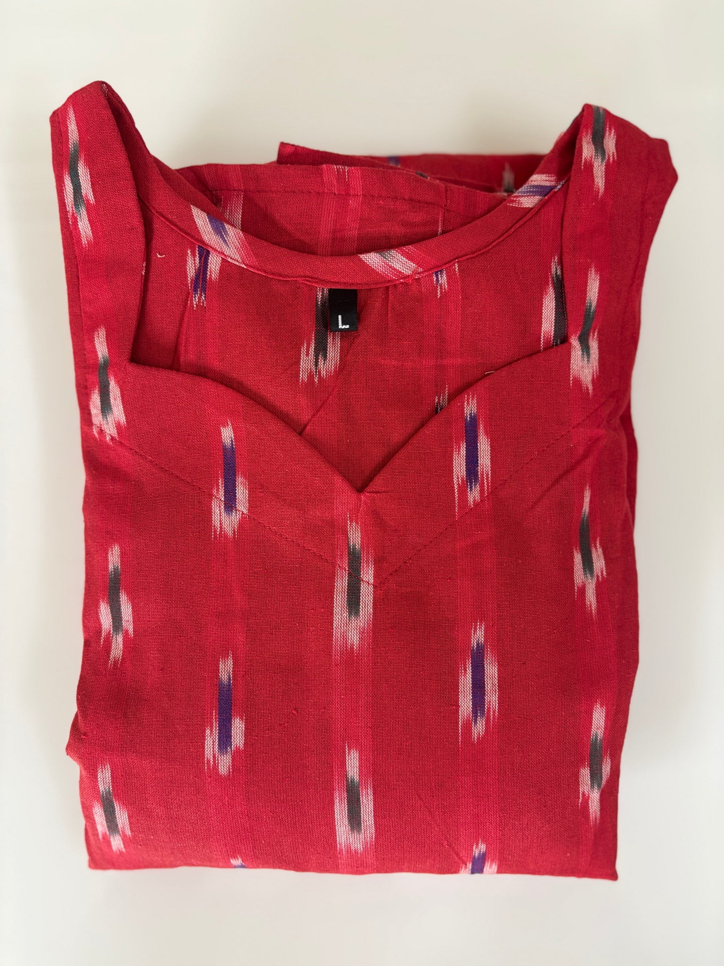Ruby Red Classic Ikat Motif Budget Friendly Frock