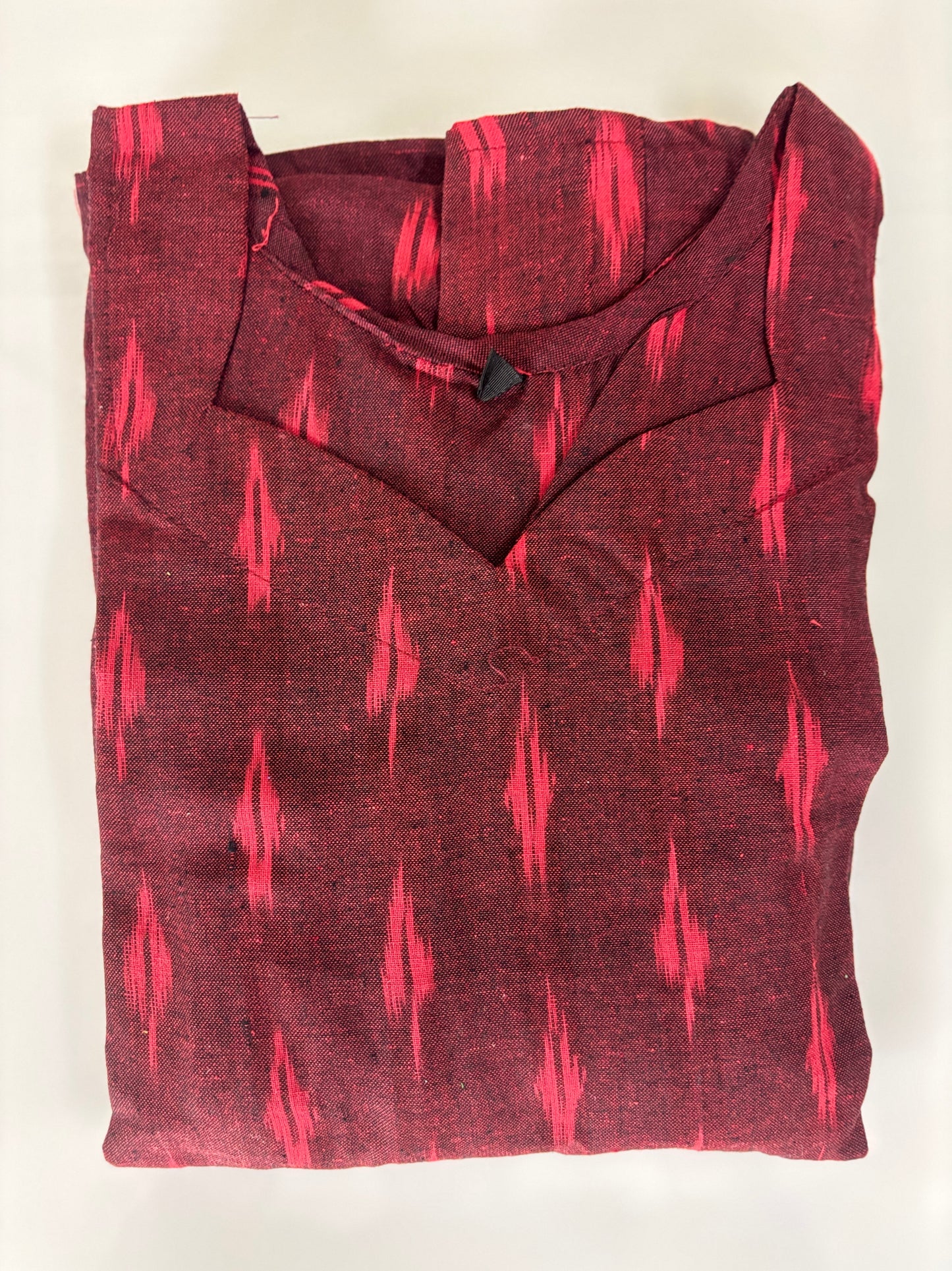 Deep Maroon Crimson Ikat Dash Budget Friendly Frock