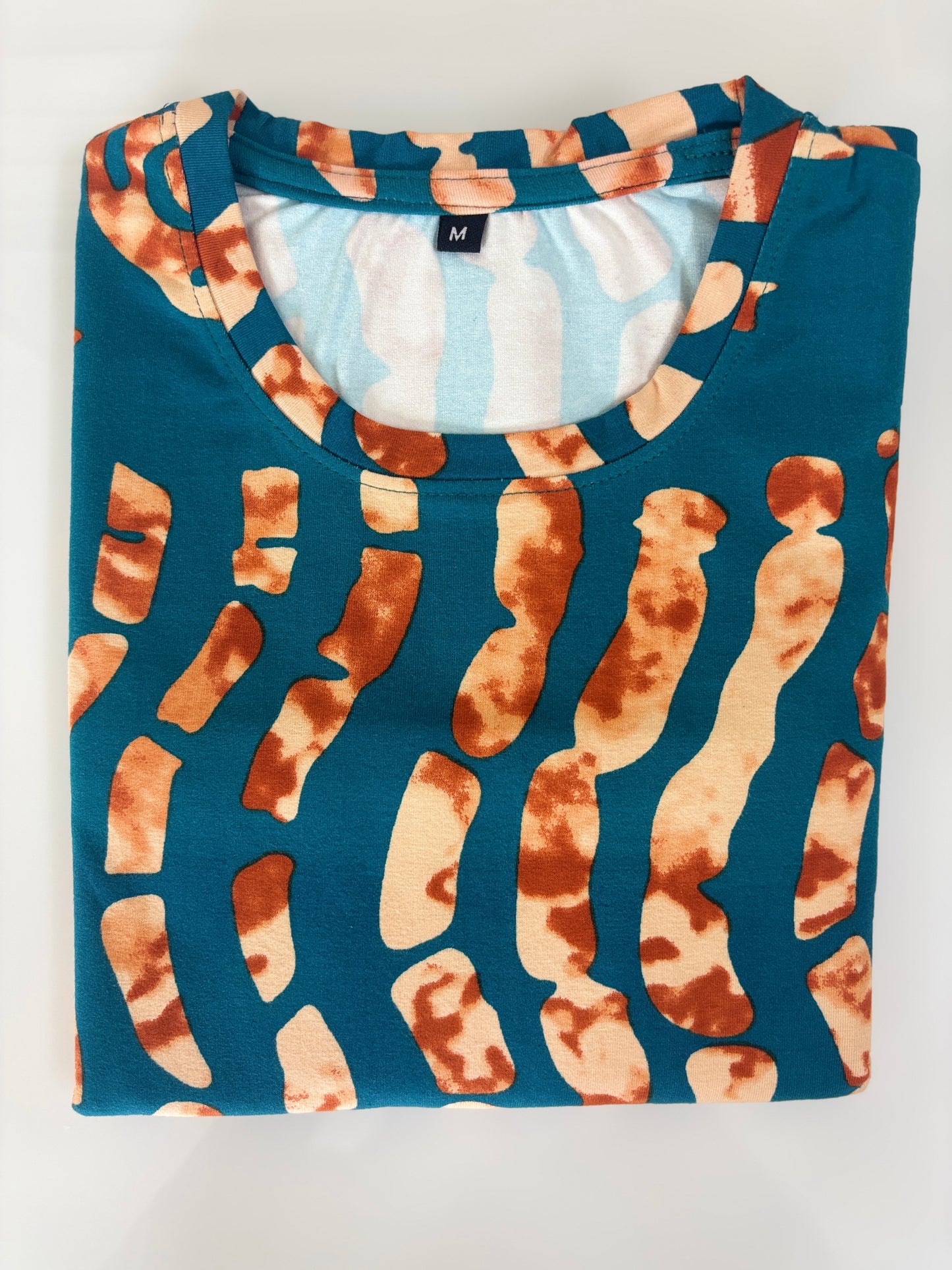 Teal Blue Batik Tribal Print Lounge Tunic