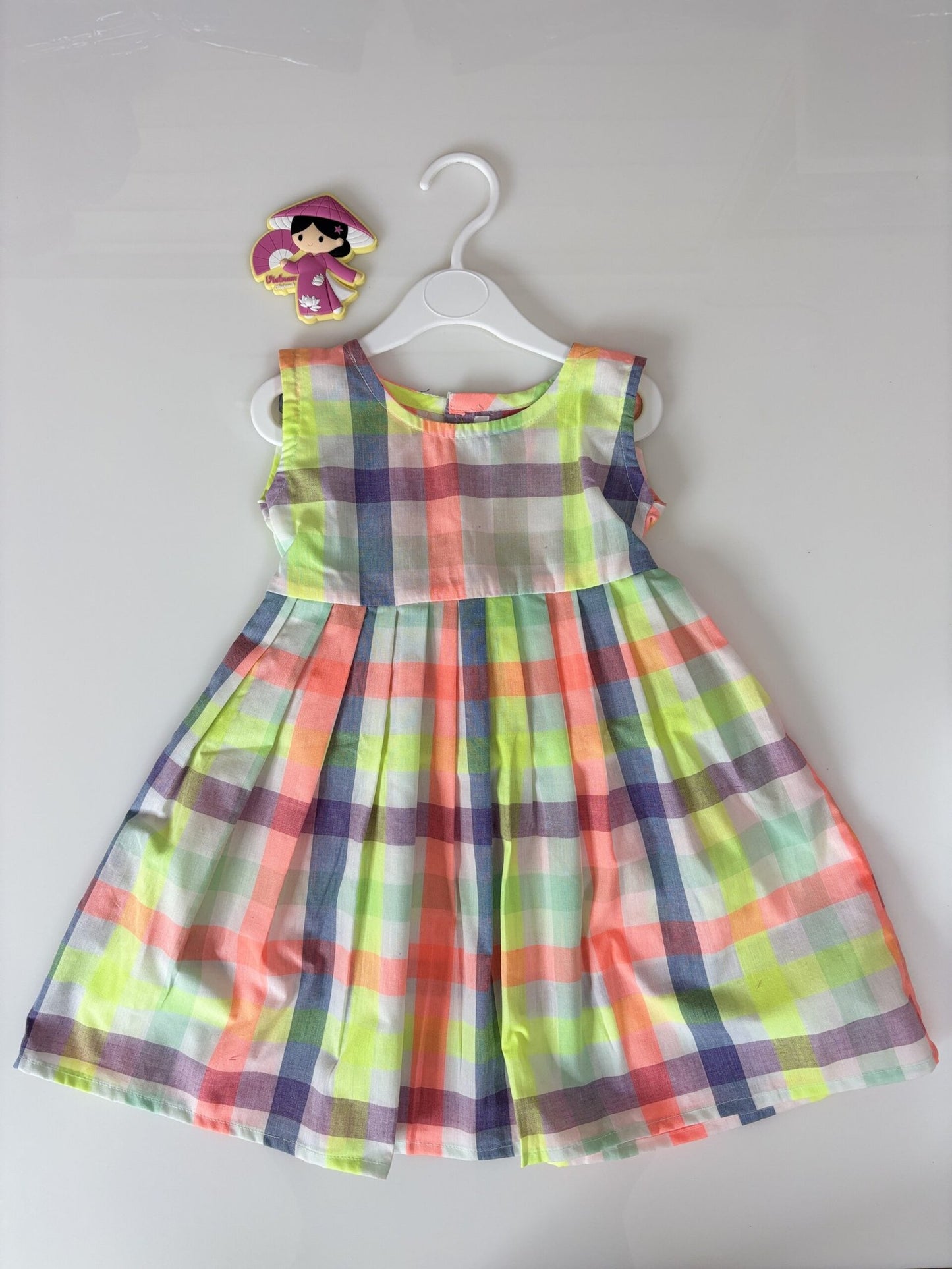 Multicolor Sleeveless Plaid Check Baby Girl Frock