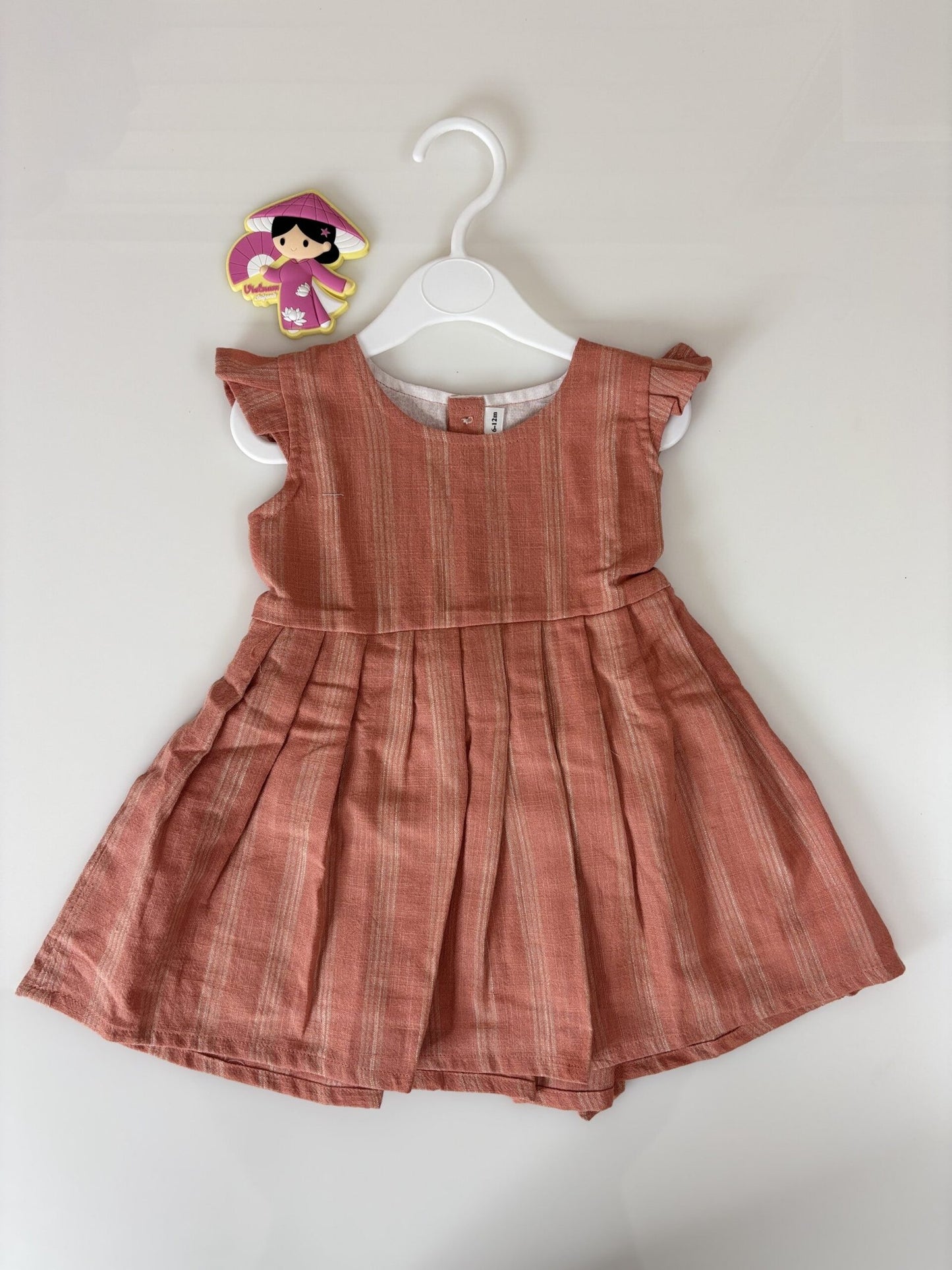 Peach Sleeveless Ruffle Cotton Girl’s Frock