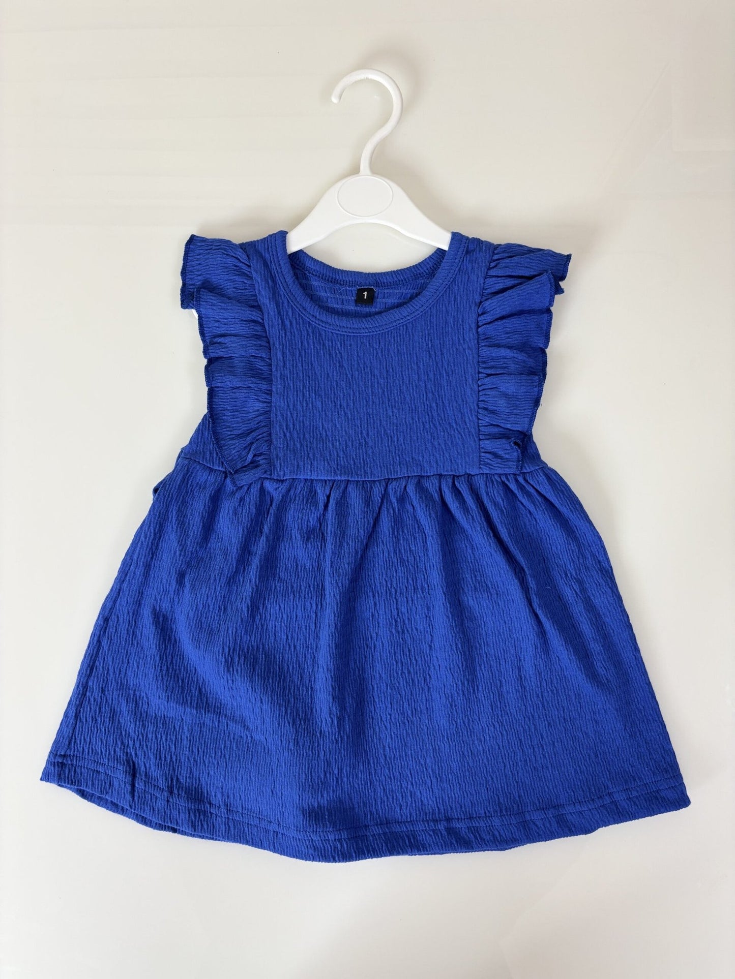 Dark Blue Ruffle Sleeve Frock