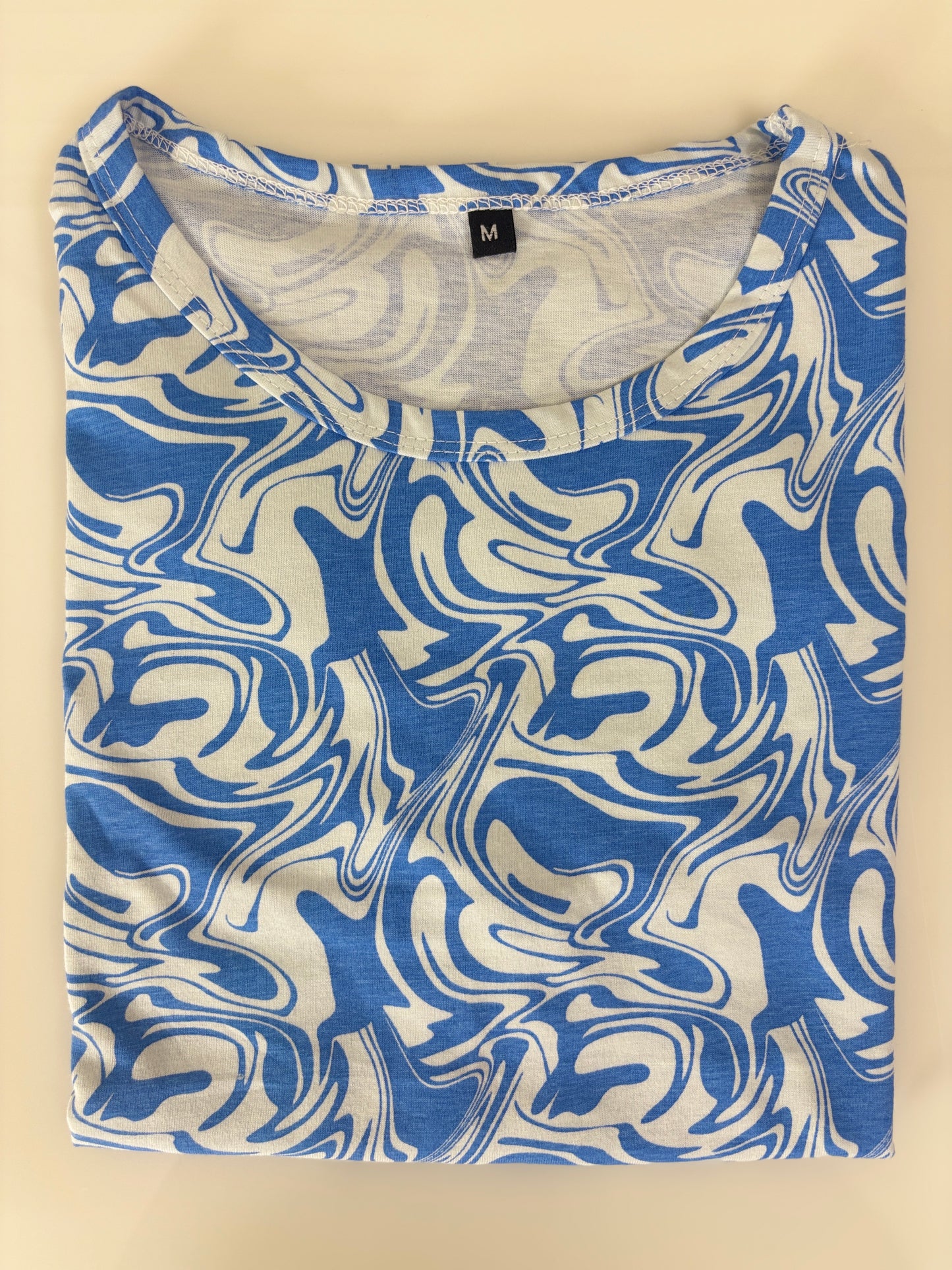 Sky Blue Ocean Wave Abstract Print Feeding Maternity T-Shirt