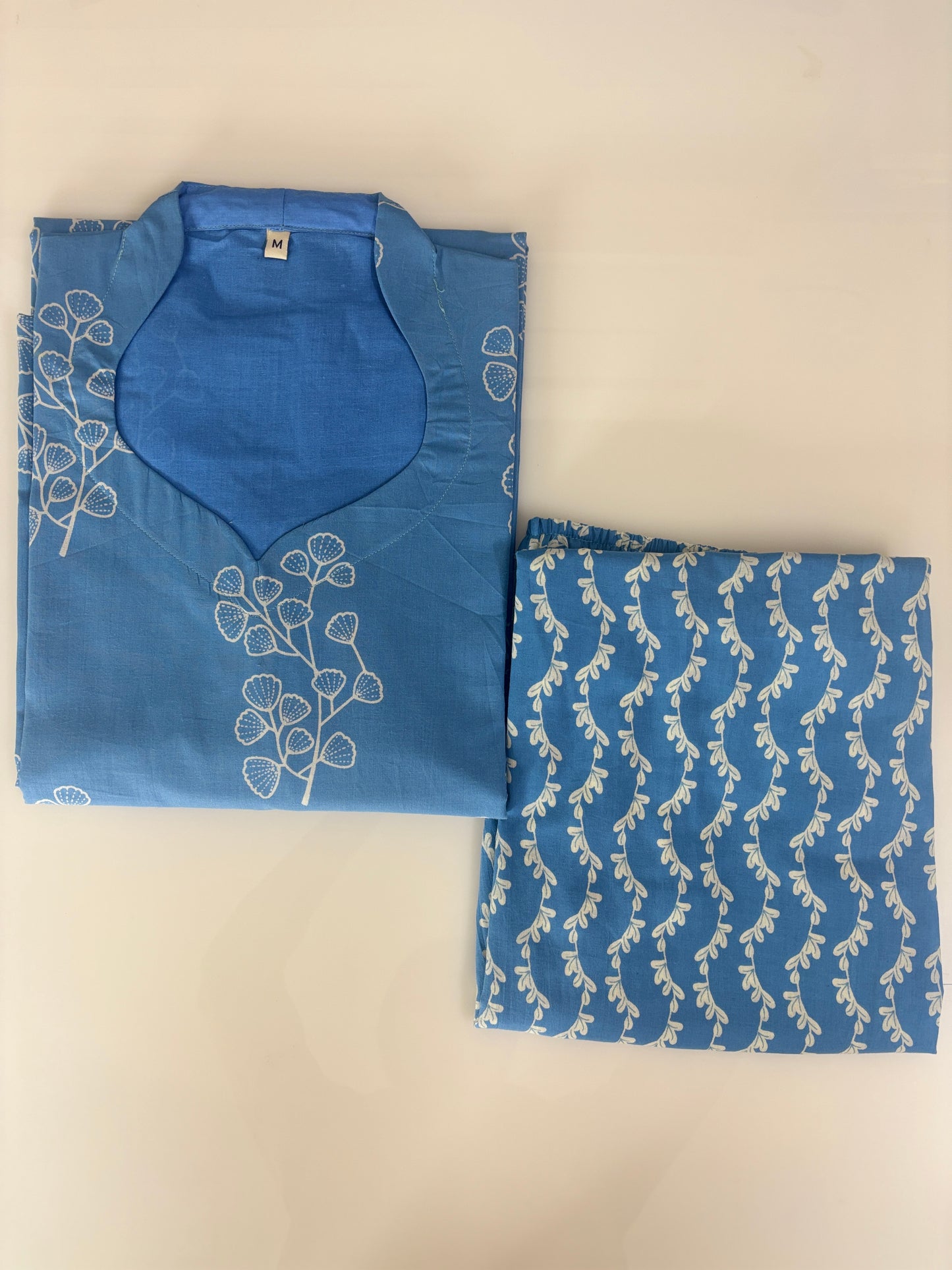 Sky Blue Floral Buti Printed Cotton Co-ord Set