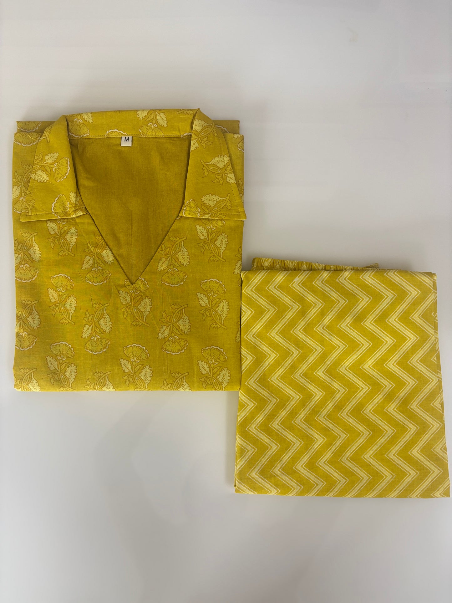 Mustard Leaf Buti Printed Cotton Co-ord Set