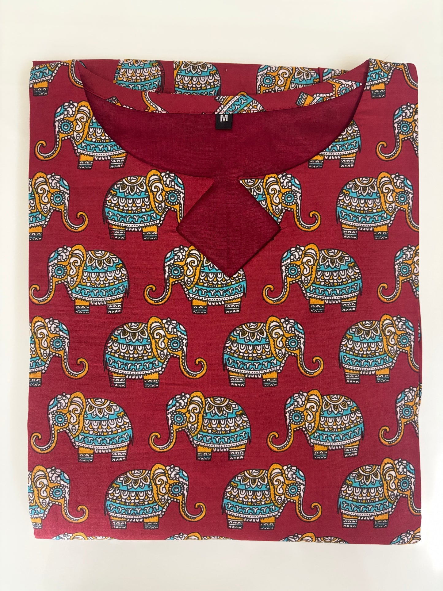 Maroon Elephant Print Non Feeding Centre Zip Maxi