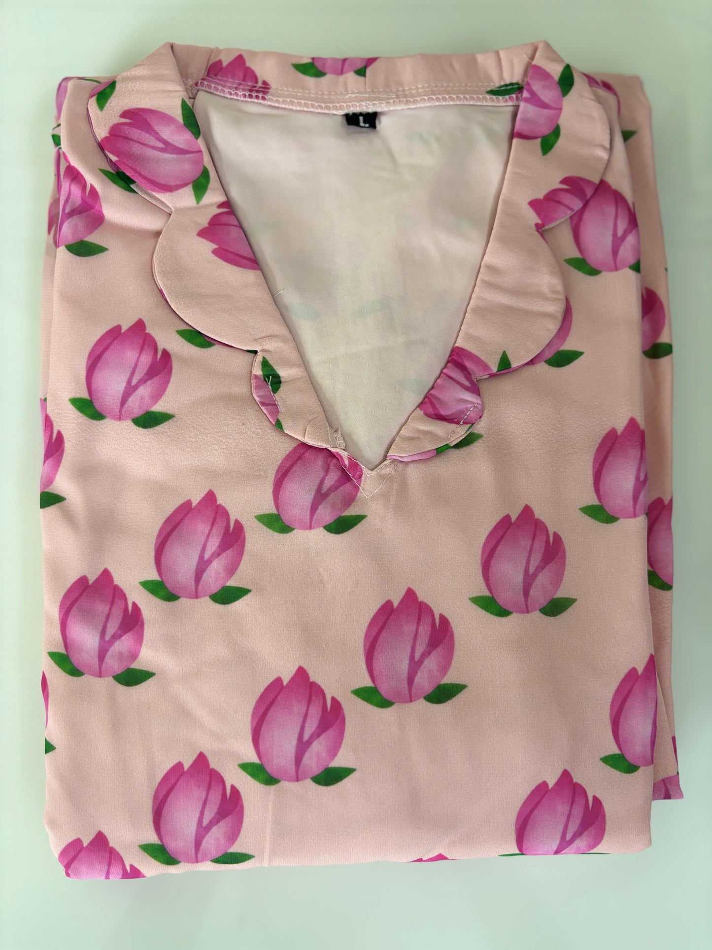 Baby Pink Pink Lotus Blossom Print Non-Feeding Maxi