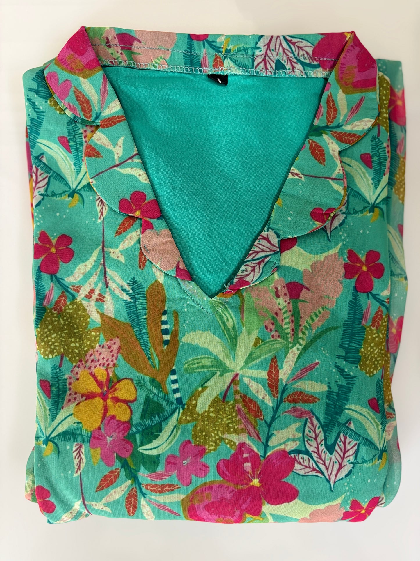 Sea Green Tropical Floral Garden Print Non-Feeding Maxi