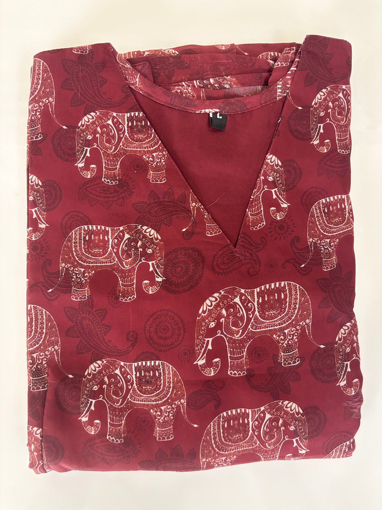 Maroon Elephant Print Non-Feeding Maxi