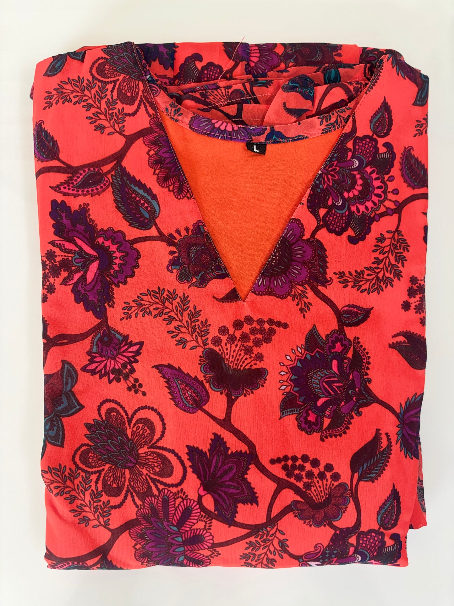 Brick Red Floral Vine Print Non-Feeding Maxi