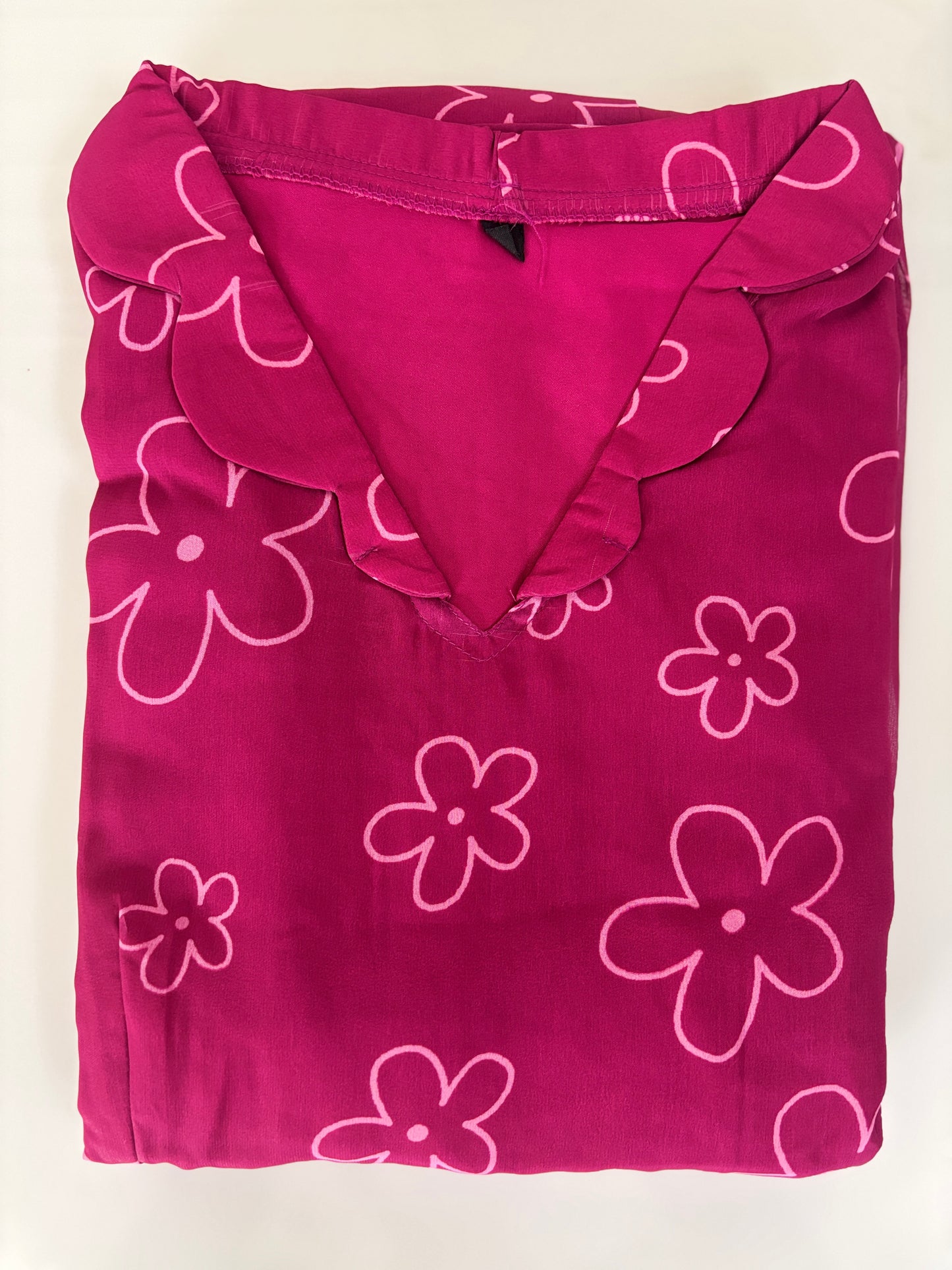 Magenta Pink Outline Floral Print Non-Feeding Maxi