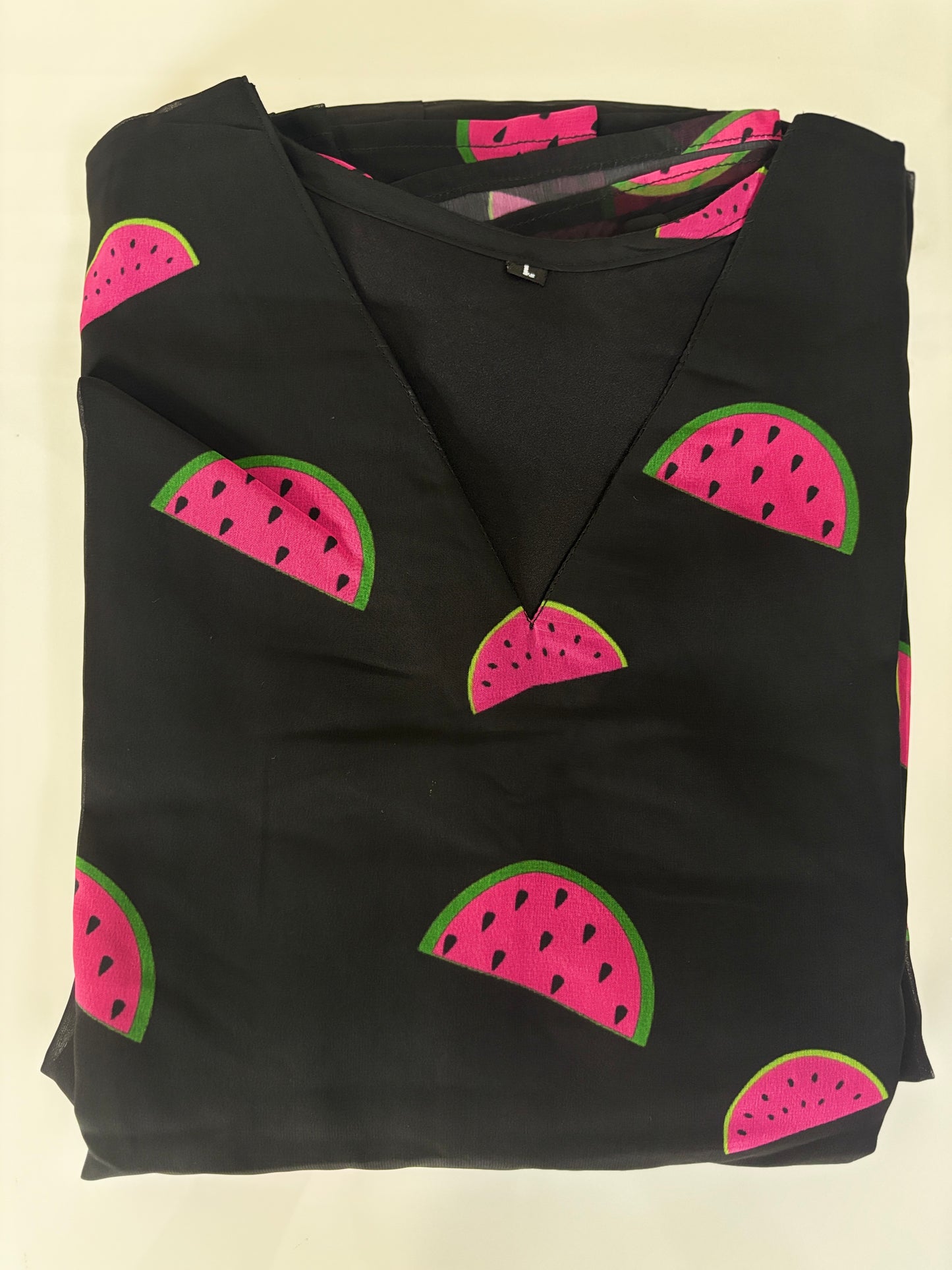 Jet Black Watermelon Slice Print Non-Feeding Maxi