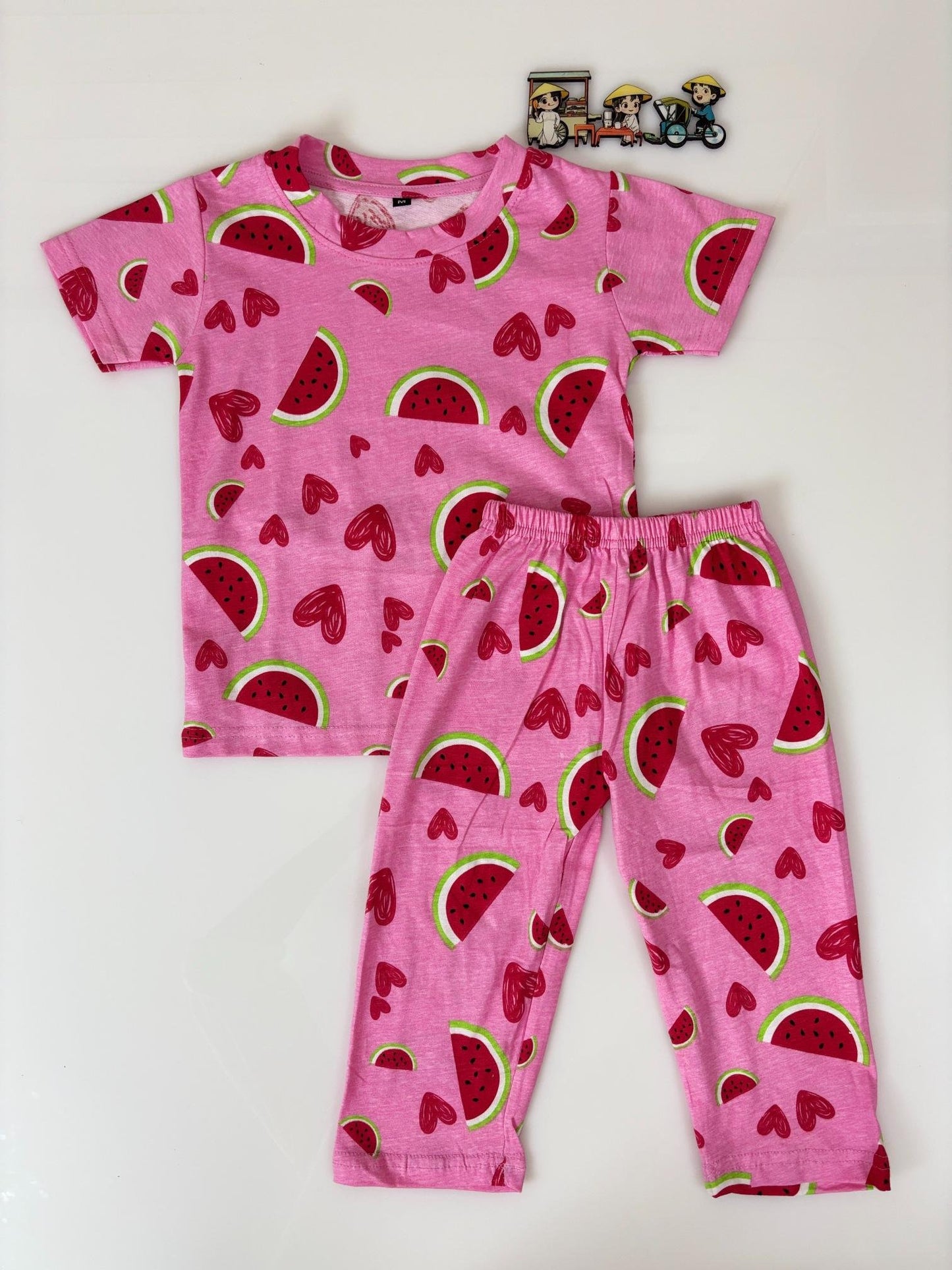 Pink With Watermelon Printed T-Shirt and Pant Co-ords