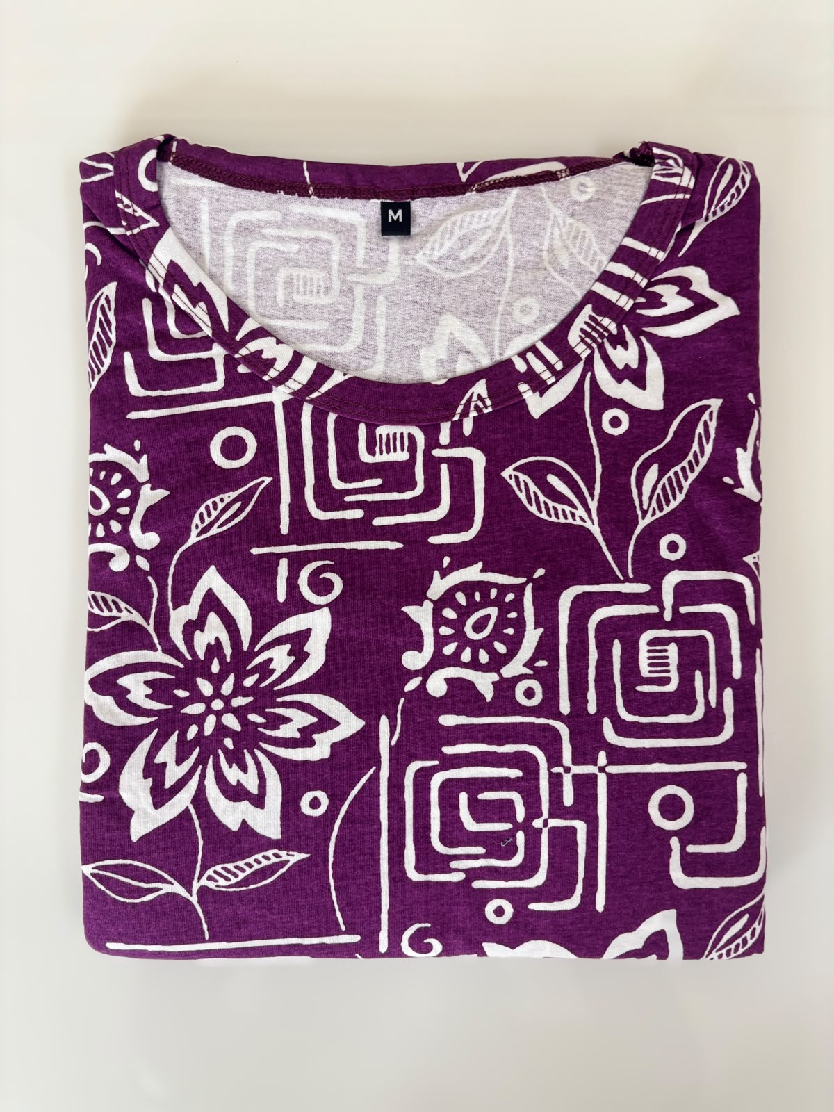 Wine Floral Geometric Print Feeding Maxi