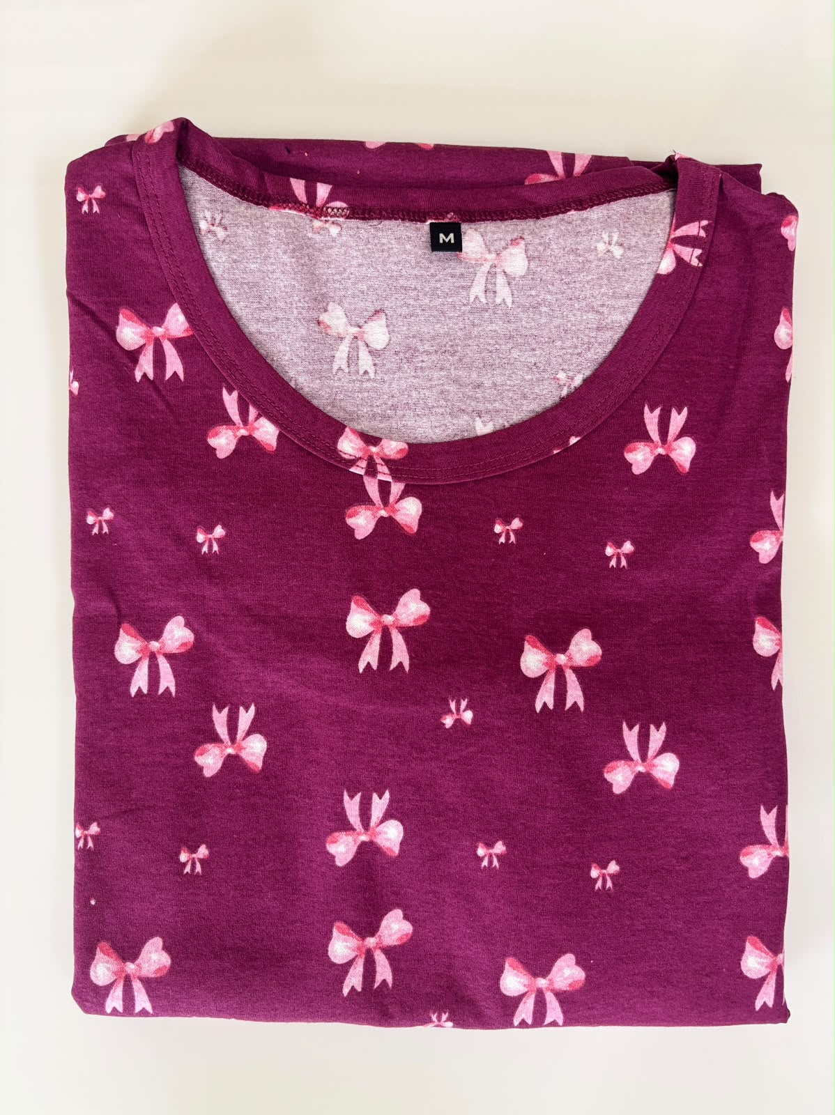 Wine Bow Print Cotton Hosiery Feeding Maxi