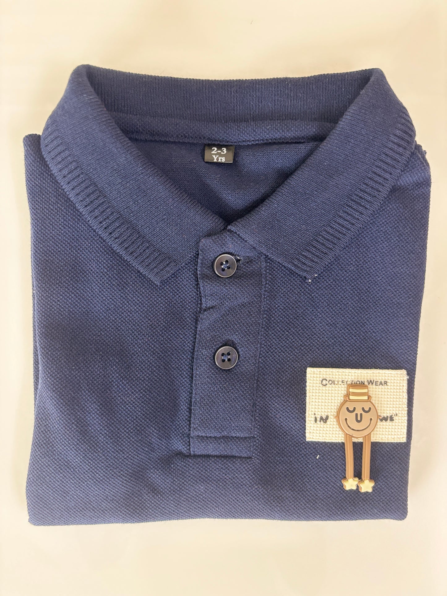 Royal Blue Solid Kids Polo Collar T-Shirt