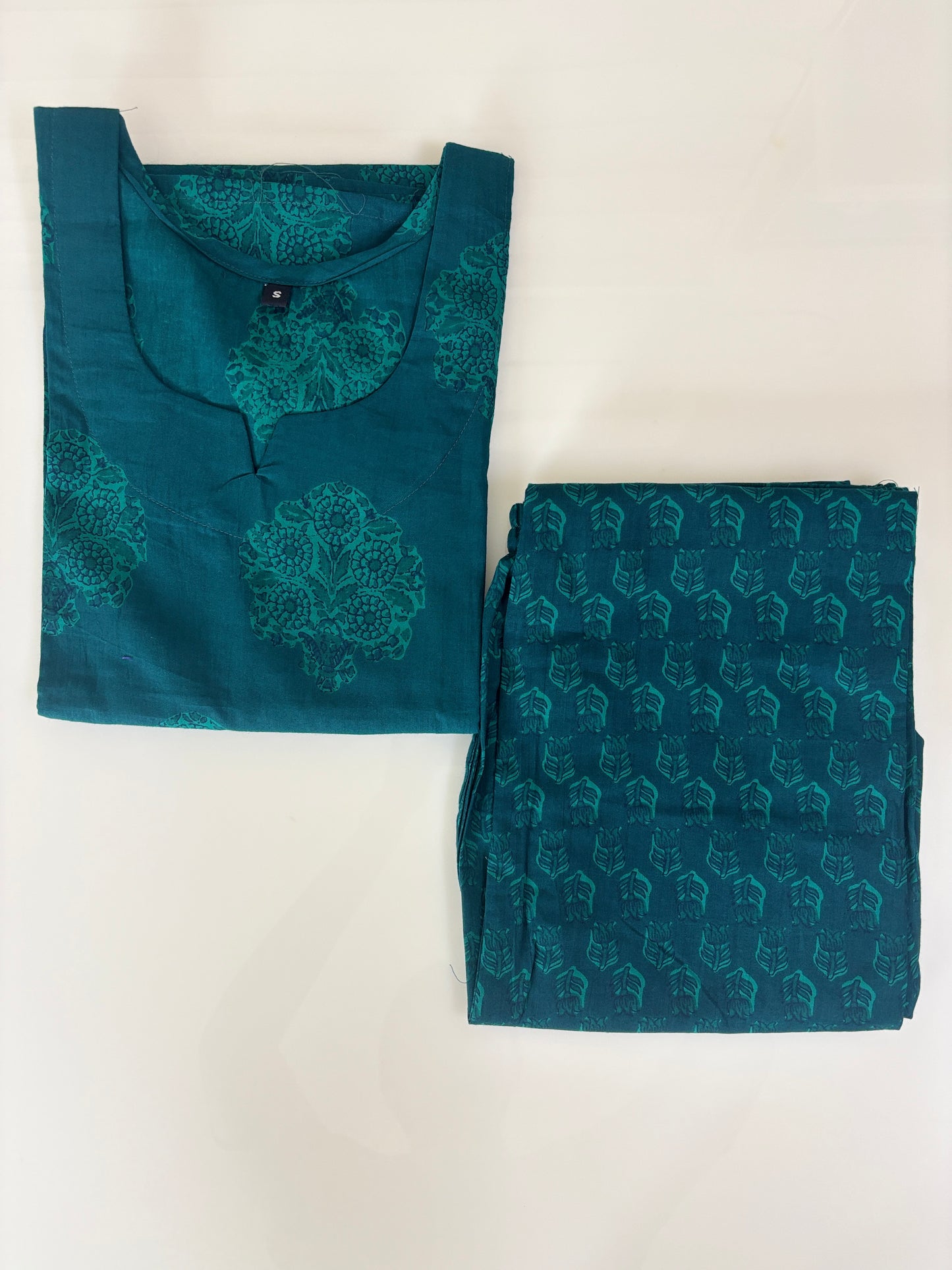 Teal Green Buta Print Kurta Set