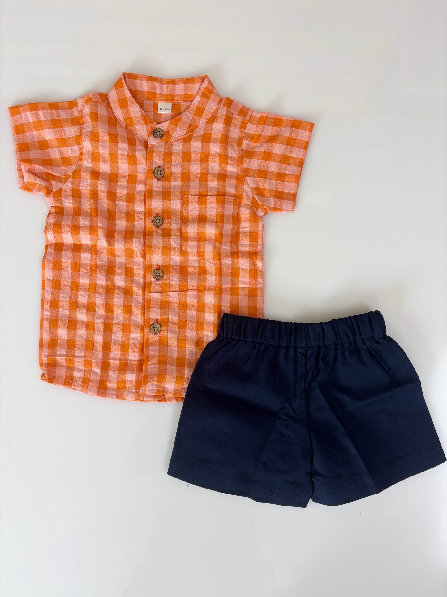 Tangerine Orange Buffalo Check Kids Outdoor Wear Co-ord Set