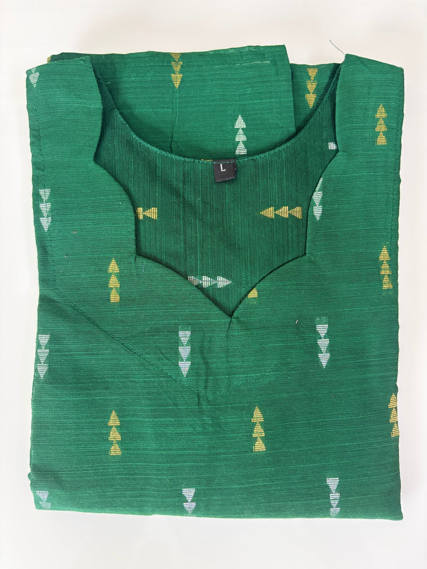 Emerald Green Golden Motif Straight Kurti