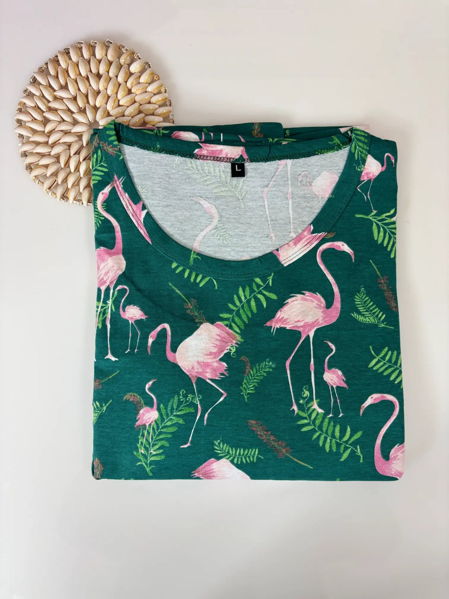 Dark Green with Flamingo Printed Feeding Puff Sleeve Maxi