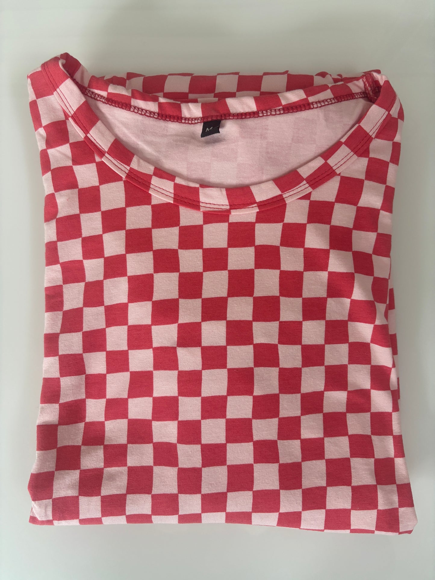Coral Pink Checkerboard Maternity Maxi