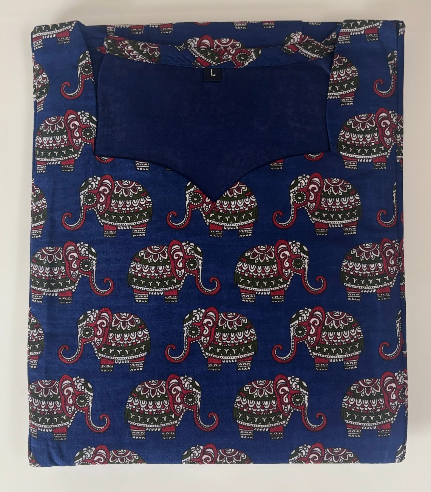 Navy Elephant Kalamkari Print Feeding maxi
