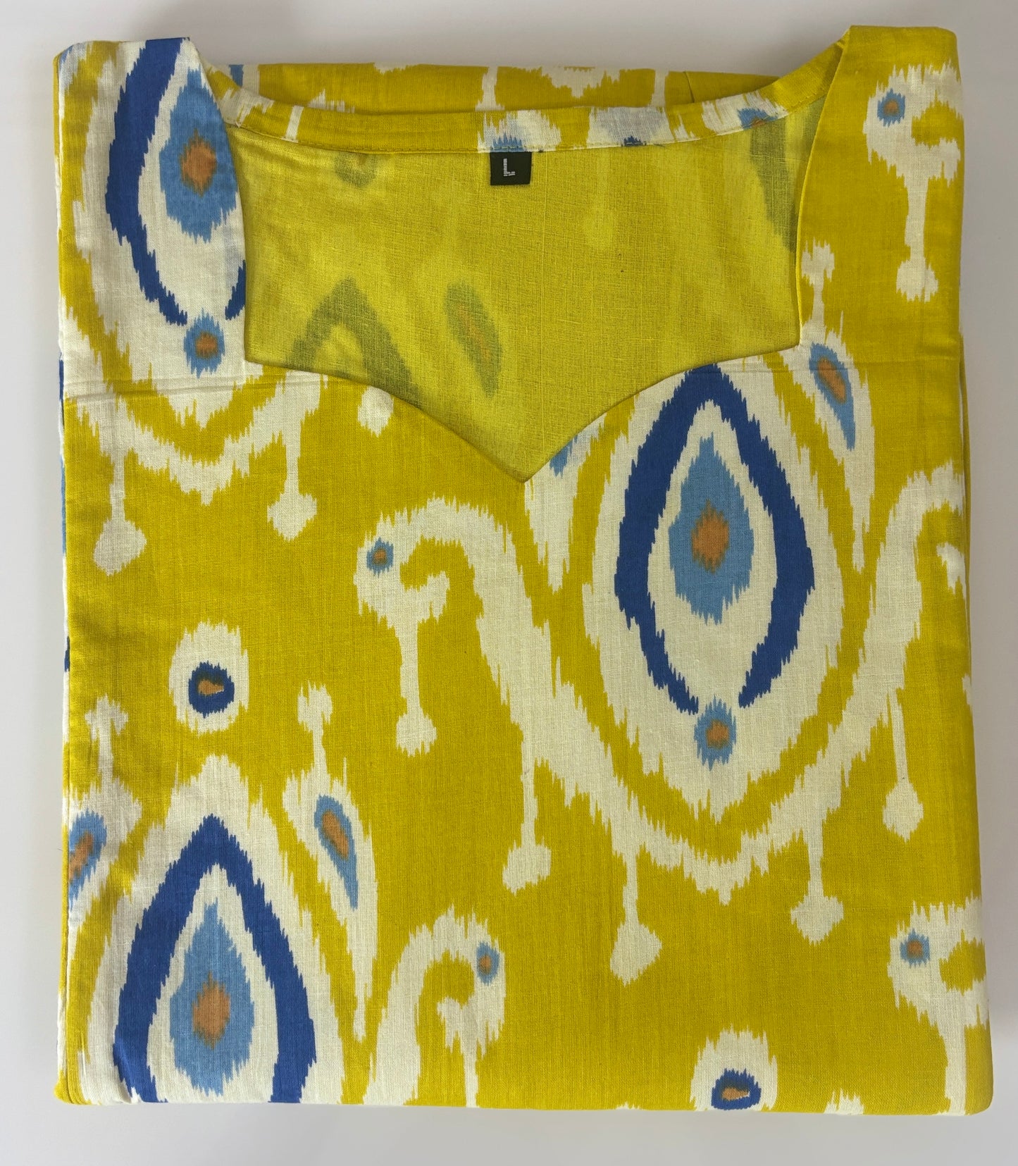Mustard Ikat Diamond Print cotton Feeding Maxi