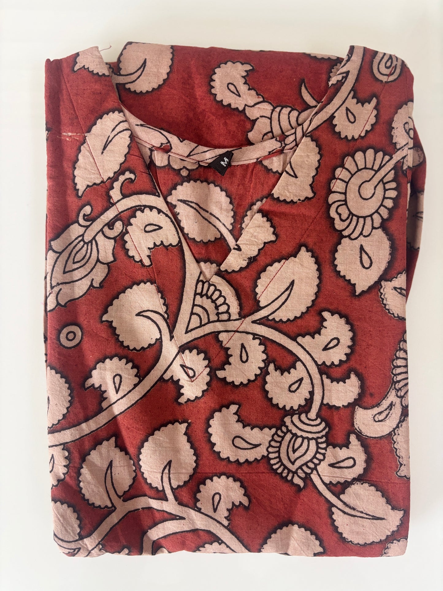 Terracotta Paisley Kalamkari Printed Feeding Maxi